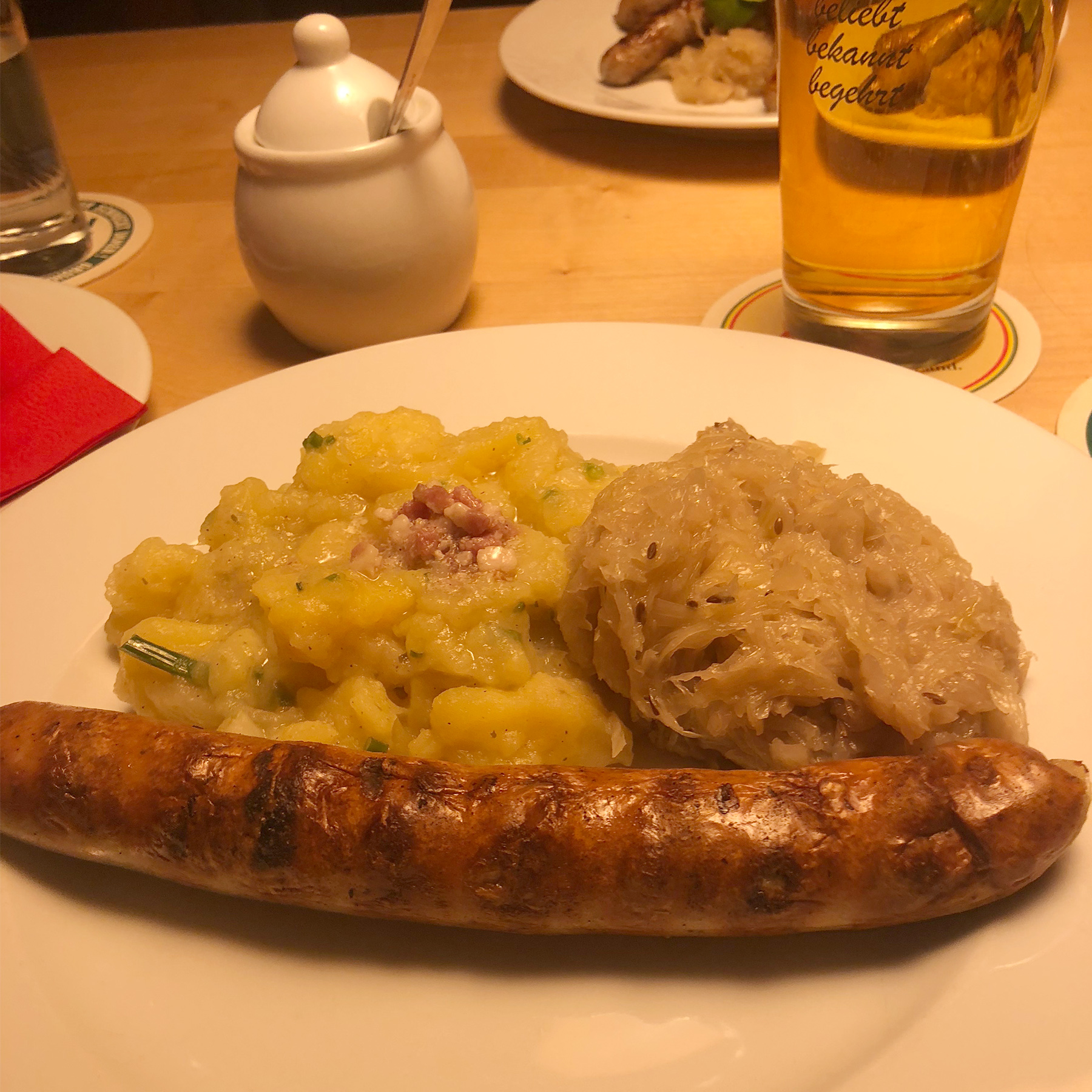obigatory delicious bratwurst and sauerkraut