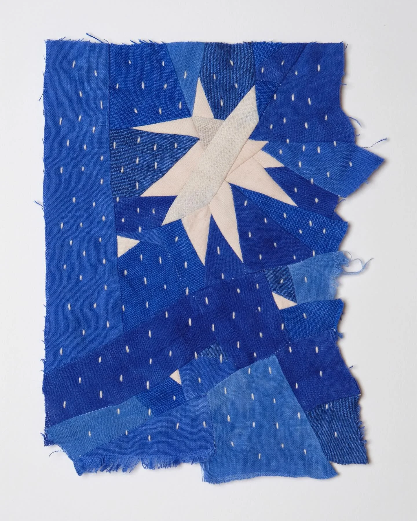 TRIMMINGS and OFFCUTS No.54
Prints of this piece (and a selection of others!) are available now

This one is made up of a little handful of blue scraps and some discarded creamy pieces. I&rsquo;ve been trying out some very chaotic sewing with this se