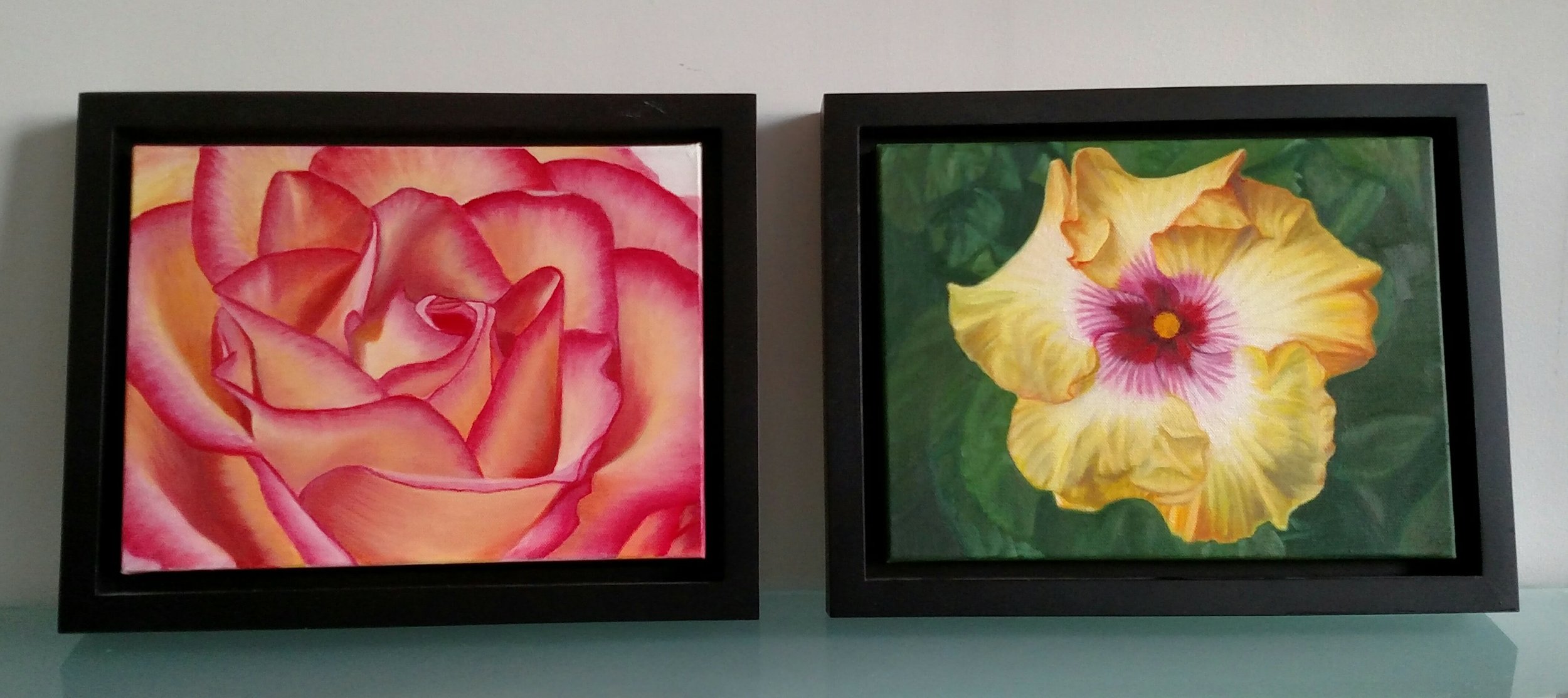 Rose 12x9  and Yellow Hibiscus 12x9