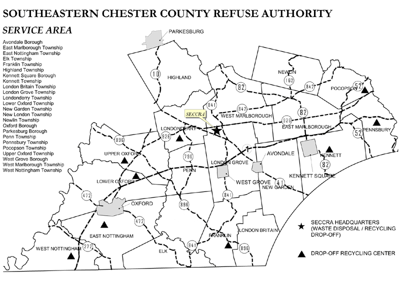 Map of Recycling Centers. Click to enlarge.