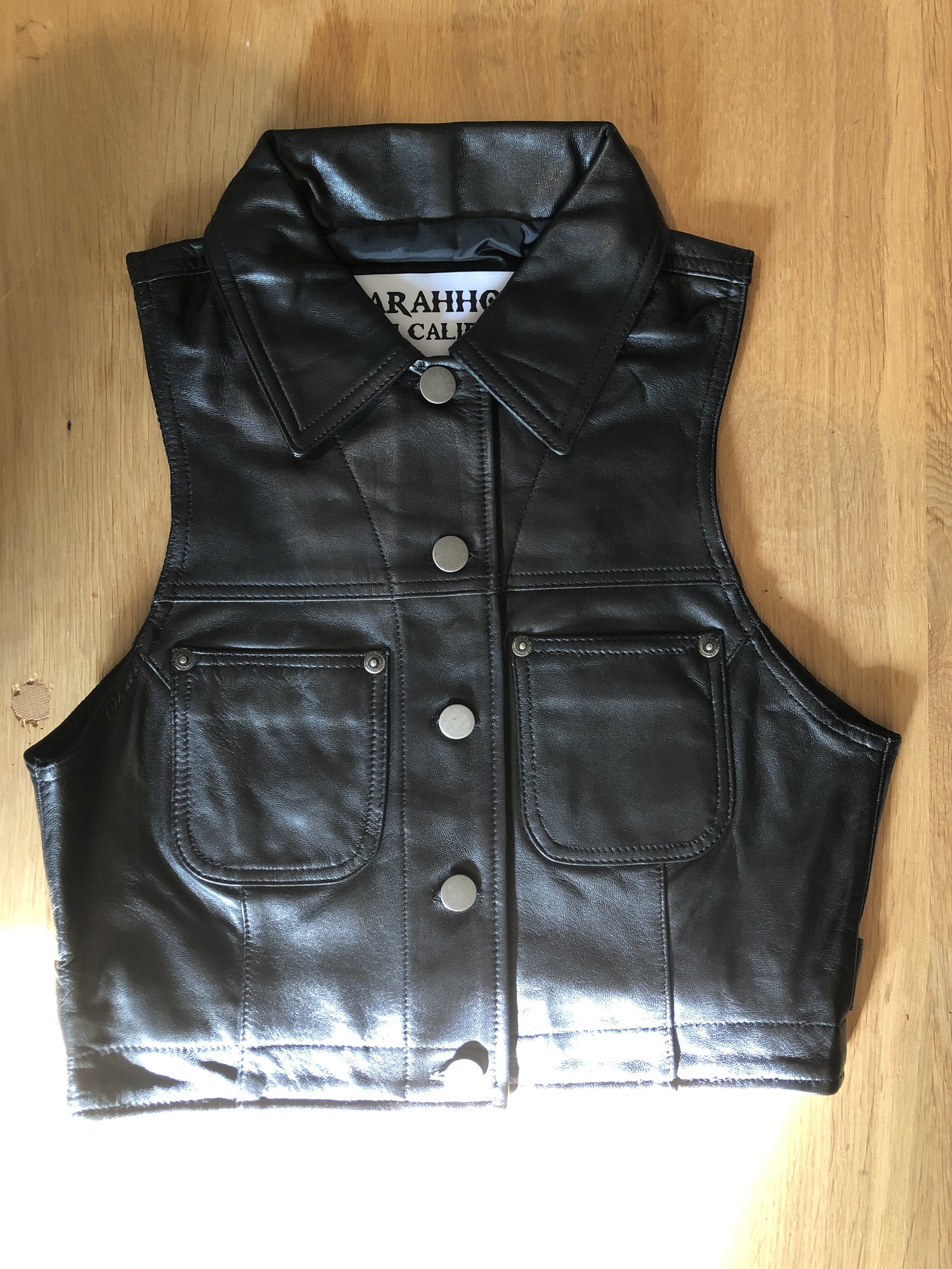 Vintage Leather Vest with Button Details