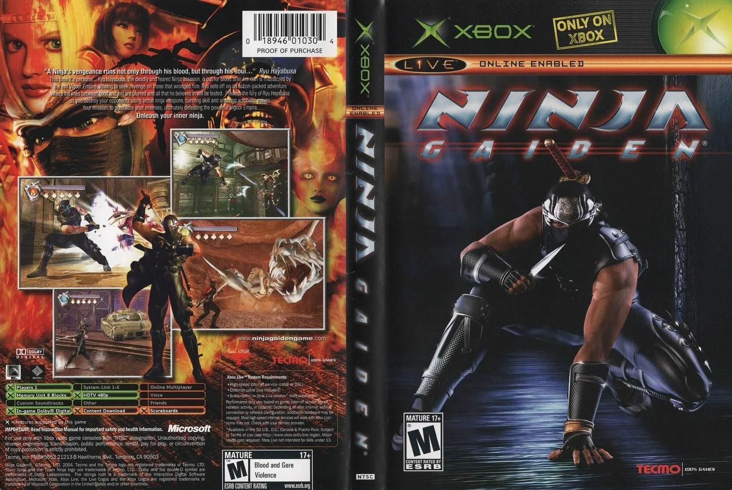 Ninja Gaiden (Xbox) developed by Team Ninja and published by Tecmo

#ninjagaiden #teamninja #tecmo #originalxbox #xboxgamer #xboxgames #xboxgaming #videogameboxart #gamecover #retrovideogames #gamecollector #videogamecollection