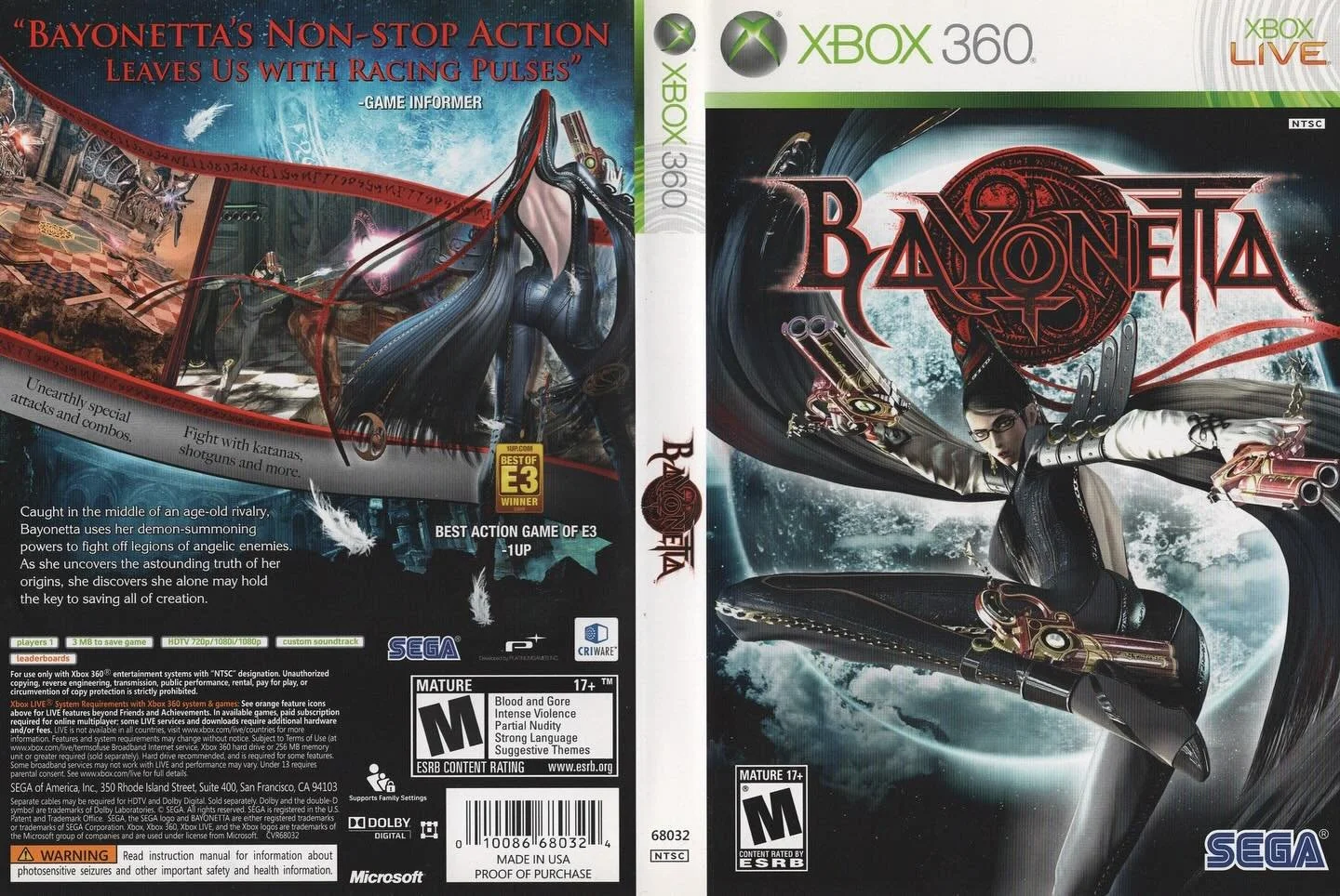 Bayonetta (Xbox 360) developed by PlatinumGames and published by Sega

#bayonetta #platinumgames #sega #segagames #xbox360 #xbox360games #xboxgaming #videogameboxart #gamecover #retrovideogames #gamecollector #videogamecollection