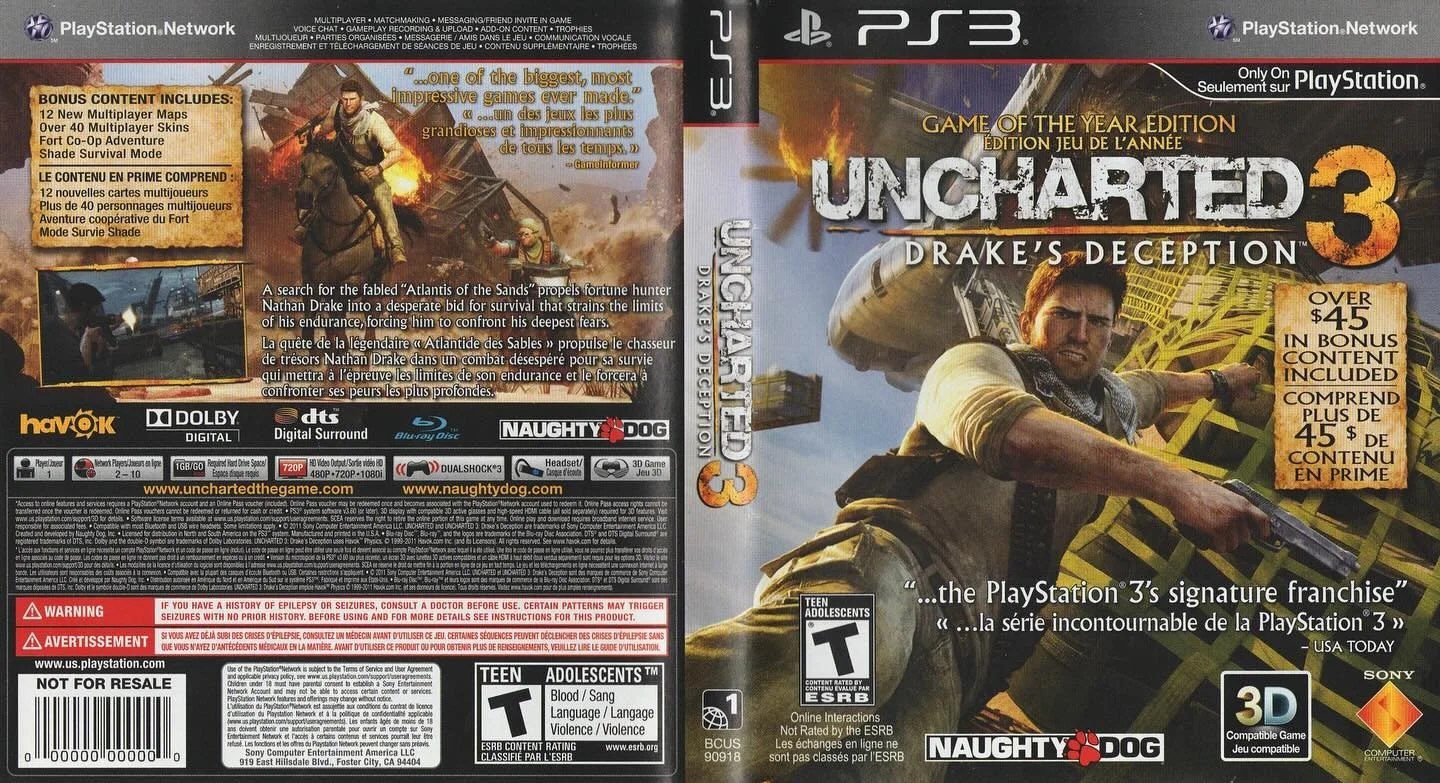 Uncharted 3: Drake&rsquo;s Deception - Game of the Year Edition (PS3) developed by Naughty Dog and published by Sony Computer Entertainment 

#uncharted3drakesdeception #uncharted3 #sonycomputerentertainment #naughtydoggames #playstation3 #ps3games #