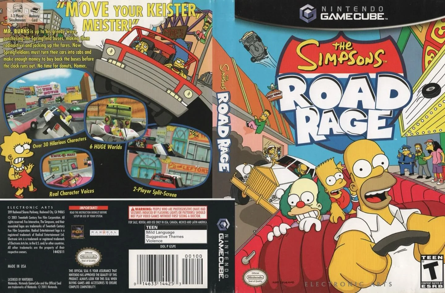 The Simpsons Road Rage (GameCube) developed by Radical Entertainment and published by Electronic Arts 

#thesimpsons #eagames #nintendogamecube #gamecover #videogamecollection