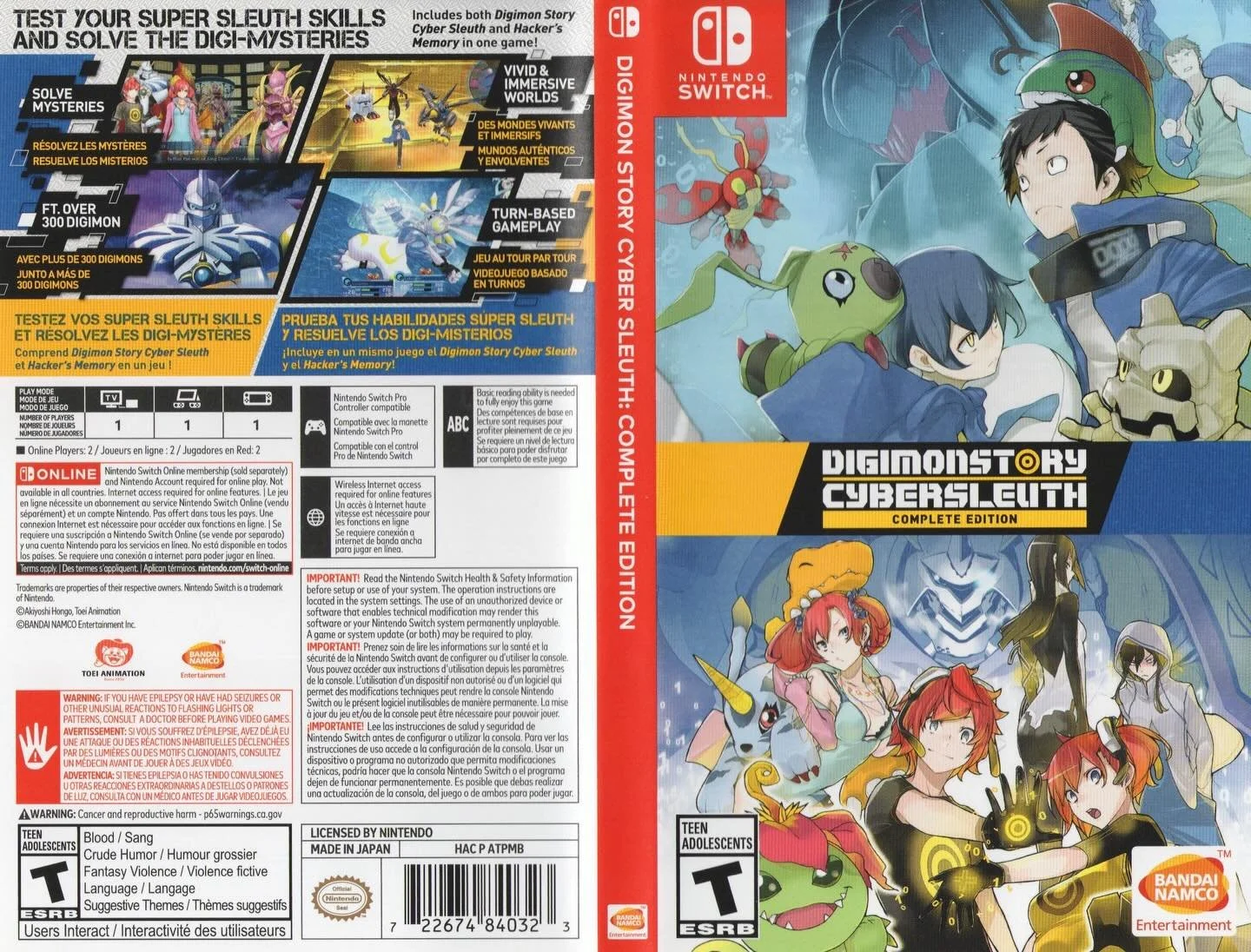 Digimon Story Cyber Sleuth: Complete Edition (Nintendo Switch) developed by Media.Vision and published by Bandai Namco Entertainment 

#digimoncybersleuth #nintendoswitchgames #bandainamco #gamecover #videogamecollection