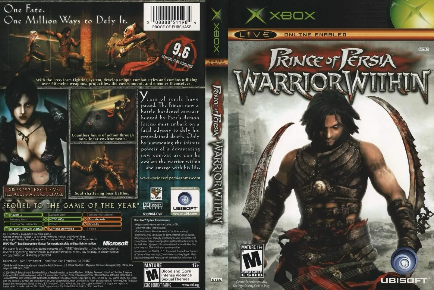 Prince of Persia: Warrior Within (Xbox) developed by Ubisoft Montreal and published by Ubisoft 

#princeofpersia #ubisoftgames #xboxgamer #gamecover #videogamecollection
