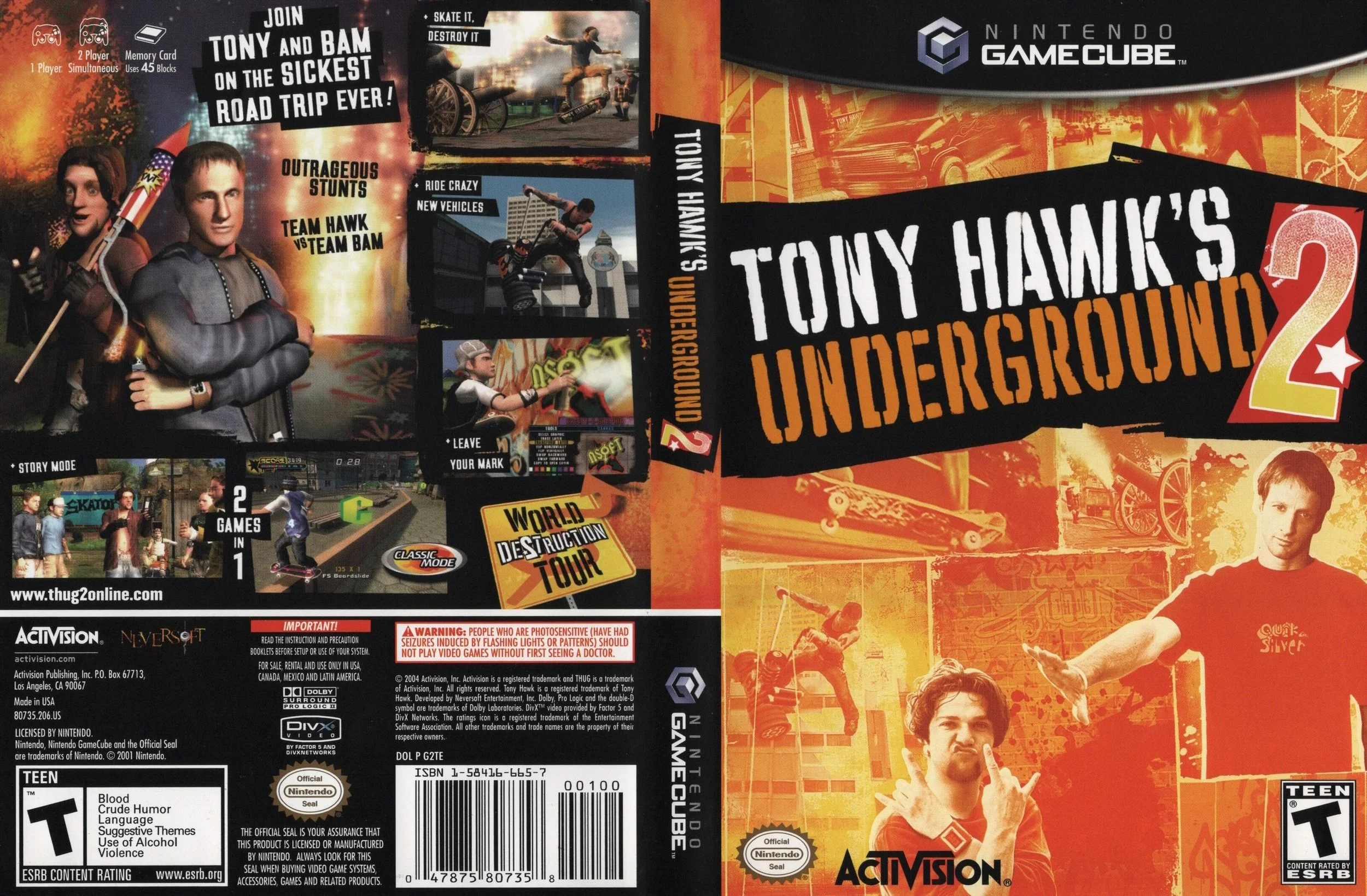 Tony Hawk&rsquo;s Underground 2 (GameCube) developed by Neversoft and published by Activision 

#tonyhawksproskater #nintendogamecube #gamecubegames #retrovideogames #videogamecollection