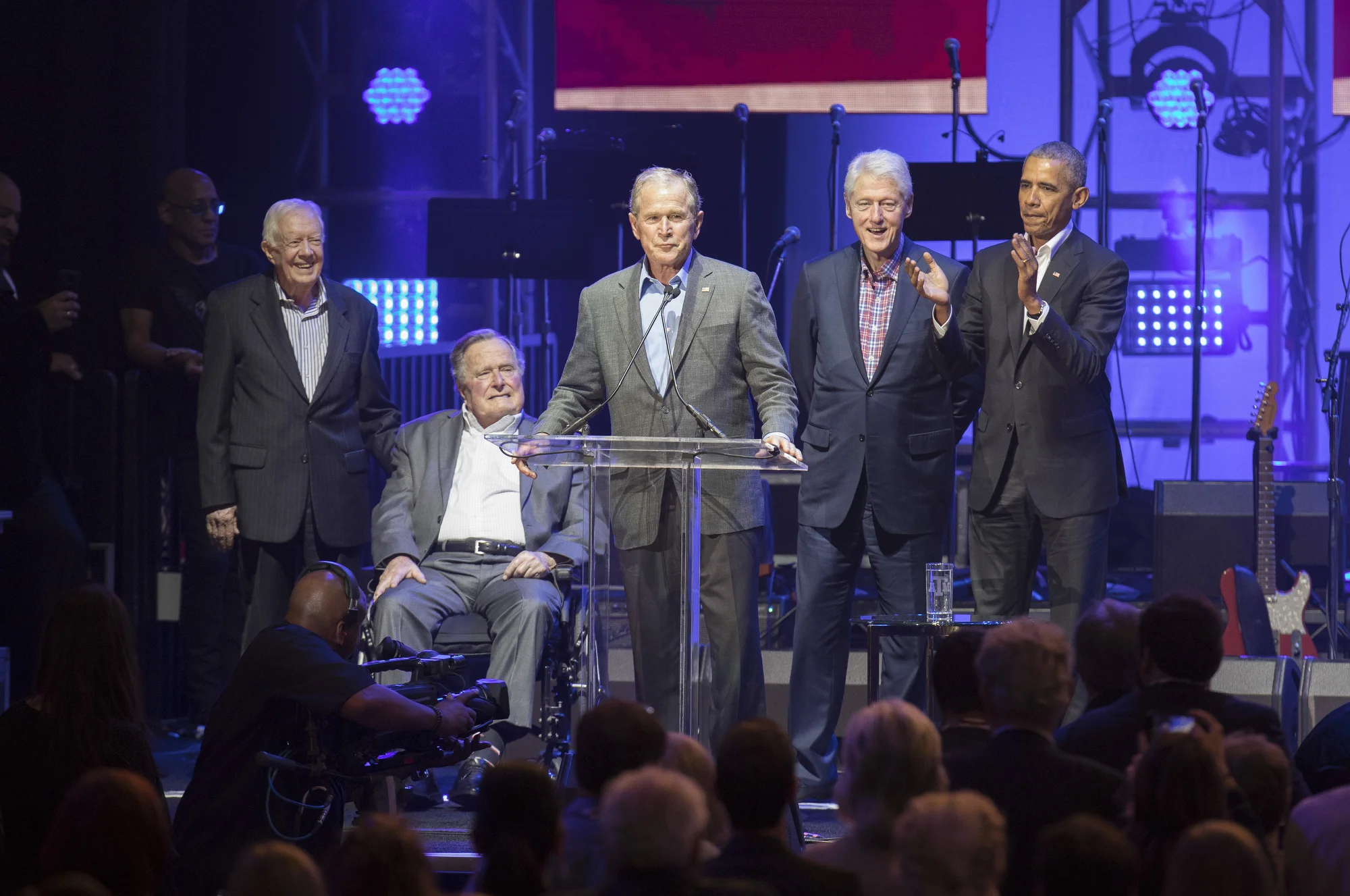 Unique gathering of five U.S. presidents