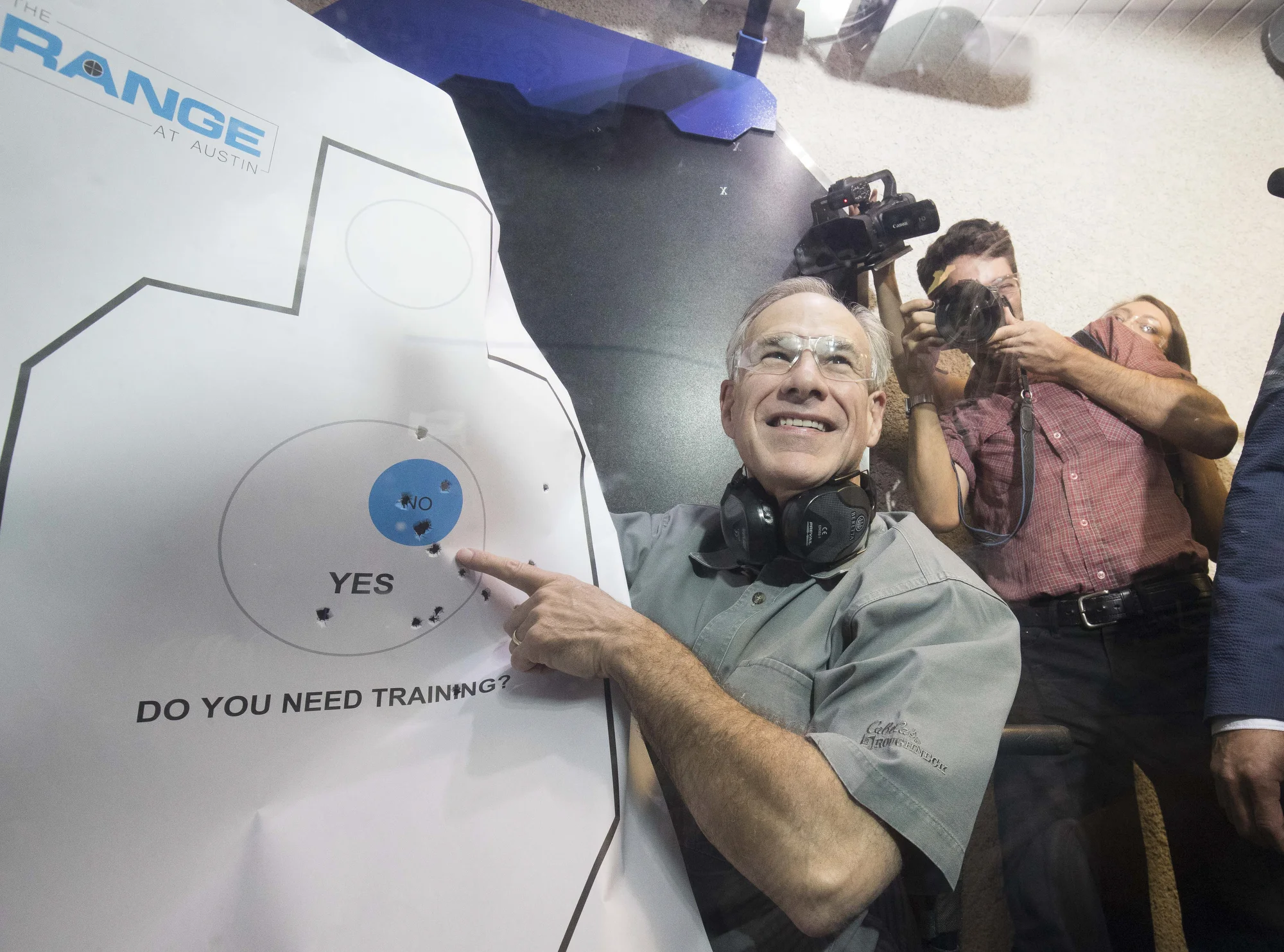 Gov. Greg Abbott after target practice 