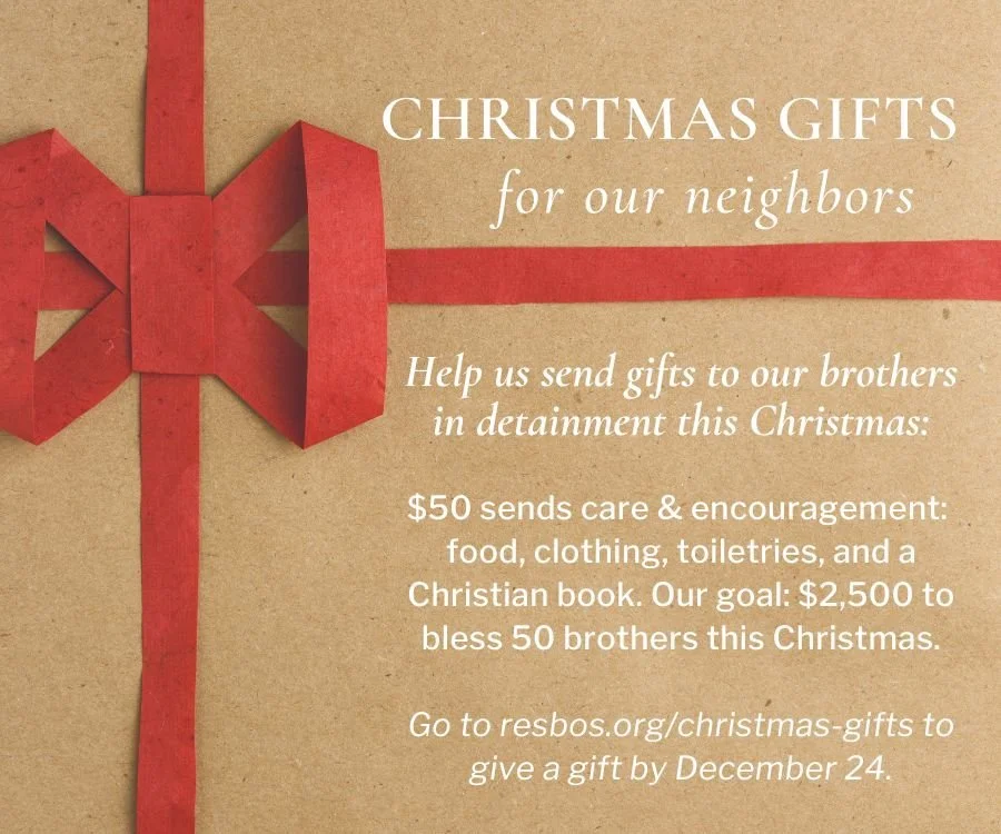 This Christmas, we have the opportunity to bless men in detention with gifts of care and hope. These are brothers who were a part of the church Raul helped lead while he was detained. Many receive little or no support because their families are under