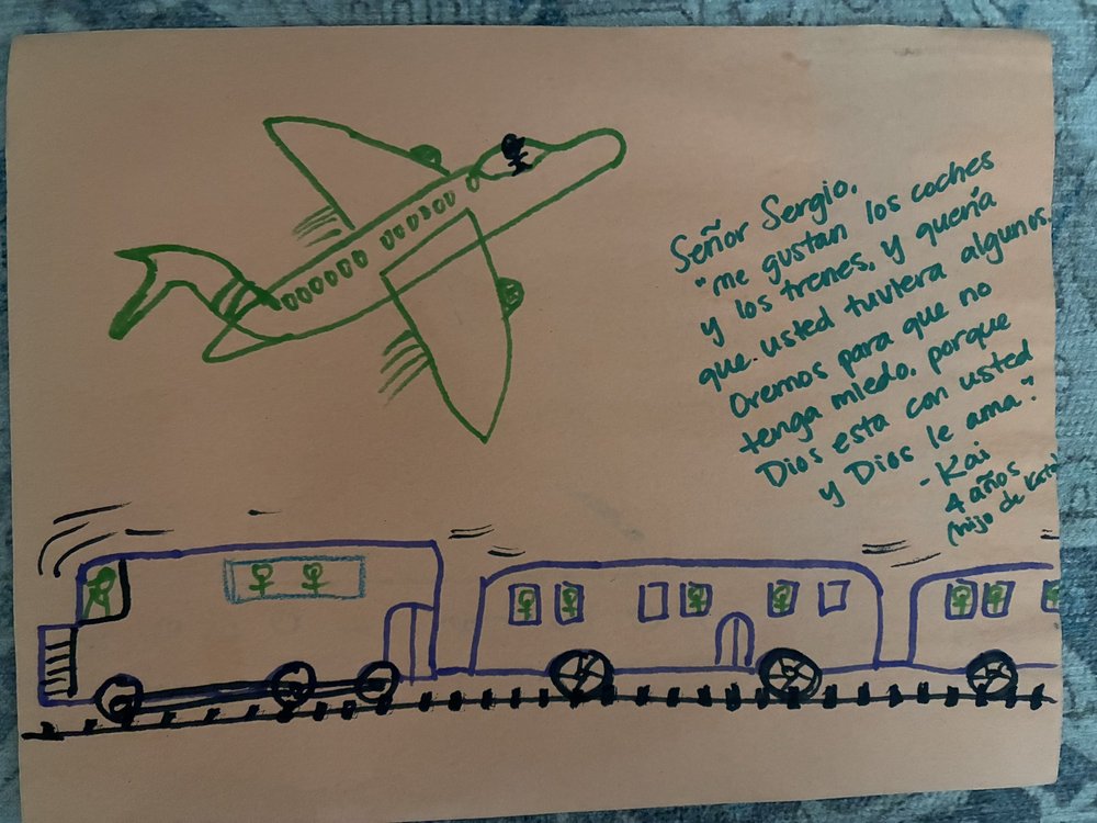 A drawing made by a child for a detainee