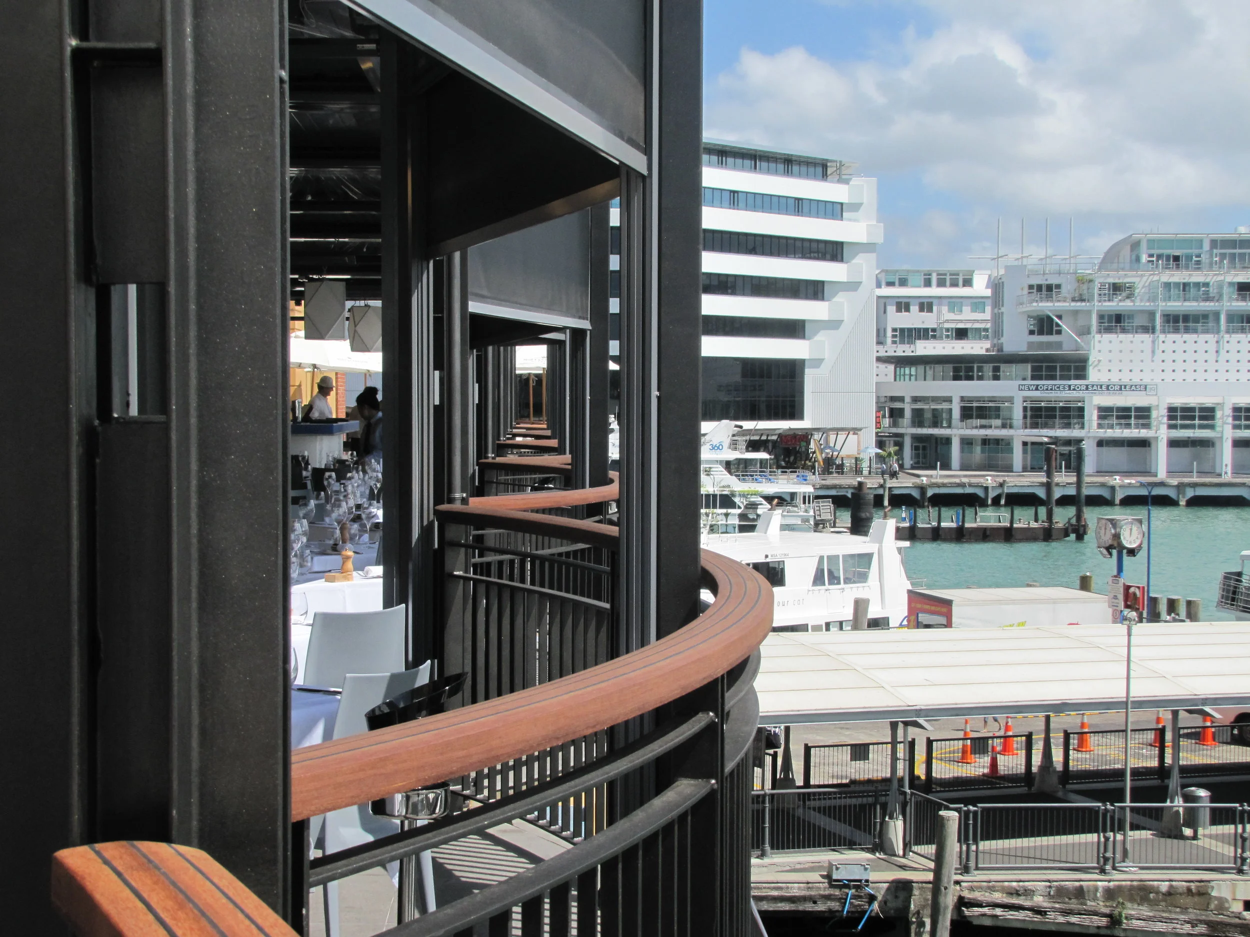 Curved Timber Railings, Harbourside, Auckland