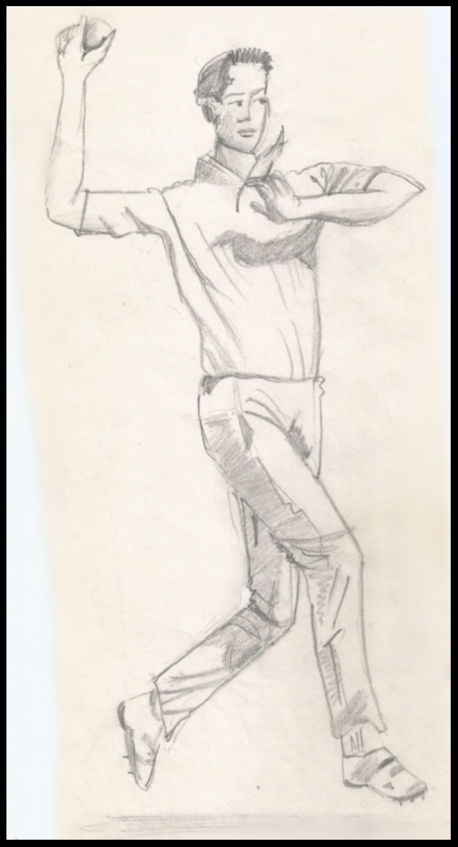 A fast bowler in action