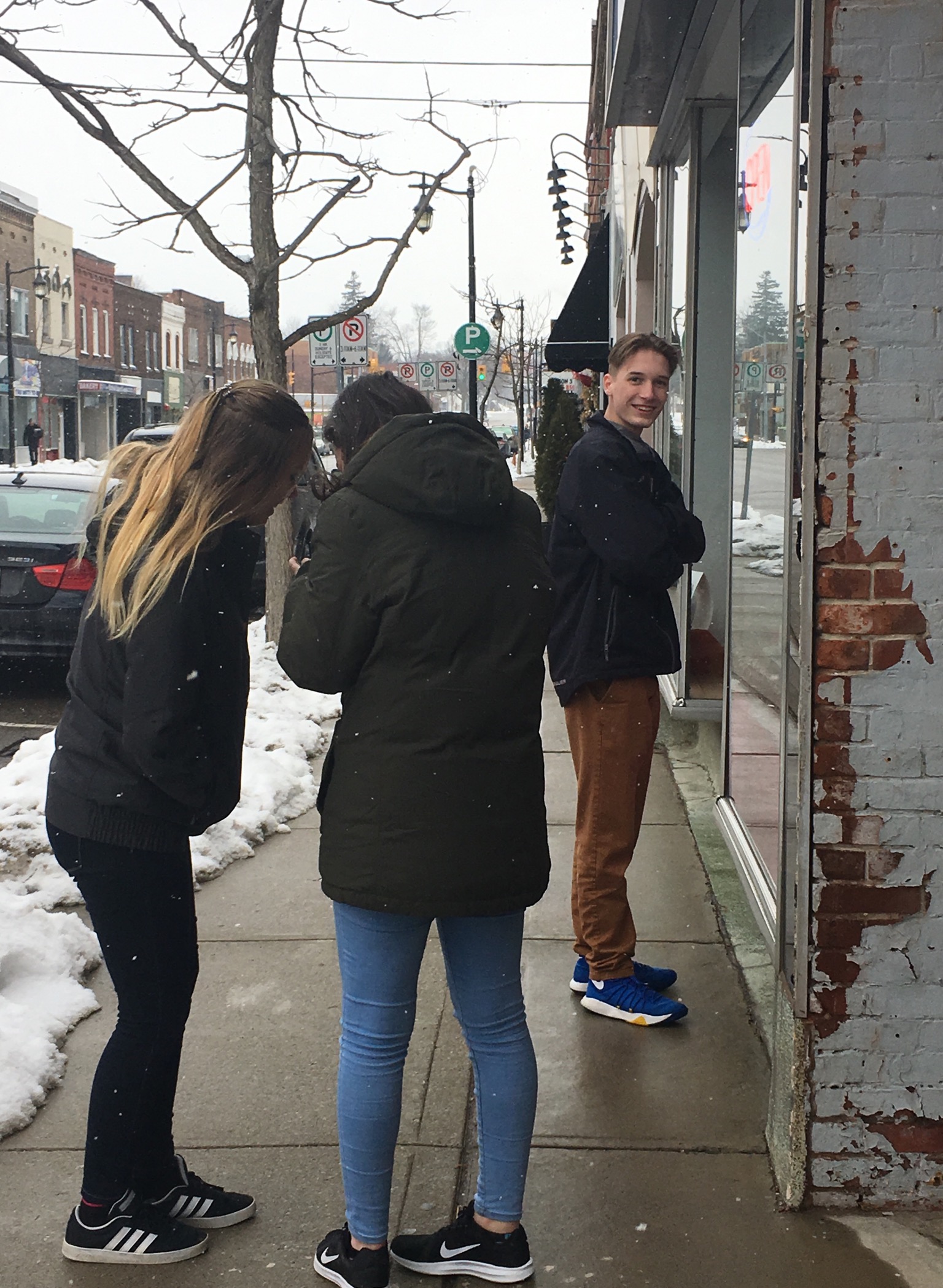 Jenn, Emily and Alex recently in downtown Simcoe … we are fans of the idea of ‘psychogeography’, which refers to the art of exploring cities, towns and neighbourhoods by walking without a defined aim. Check out the book Psychogeography by Merlin Coverley for an interesting overview.