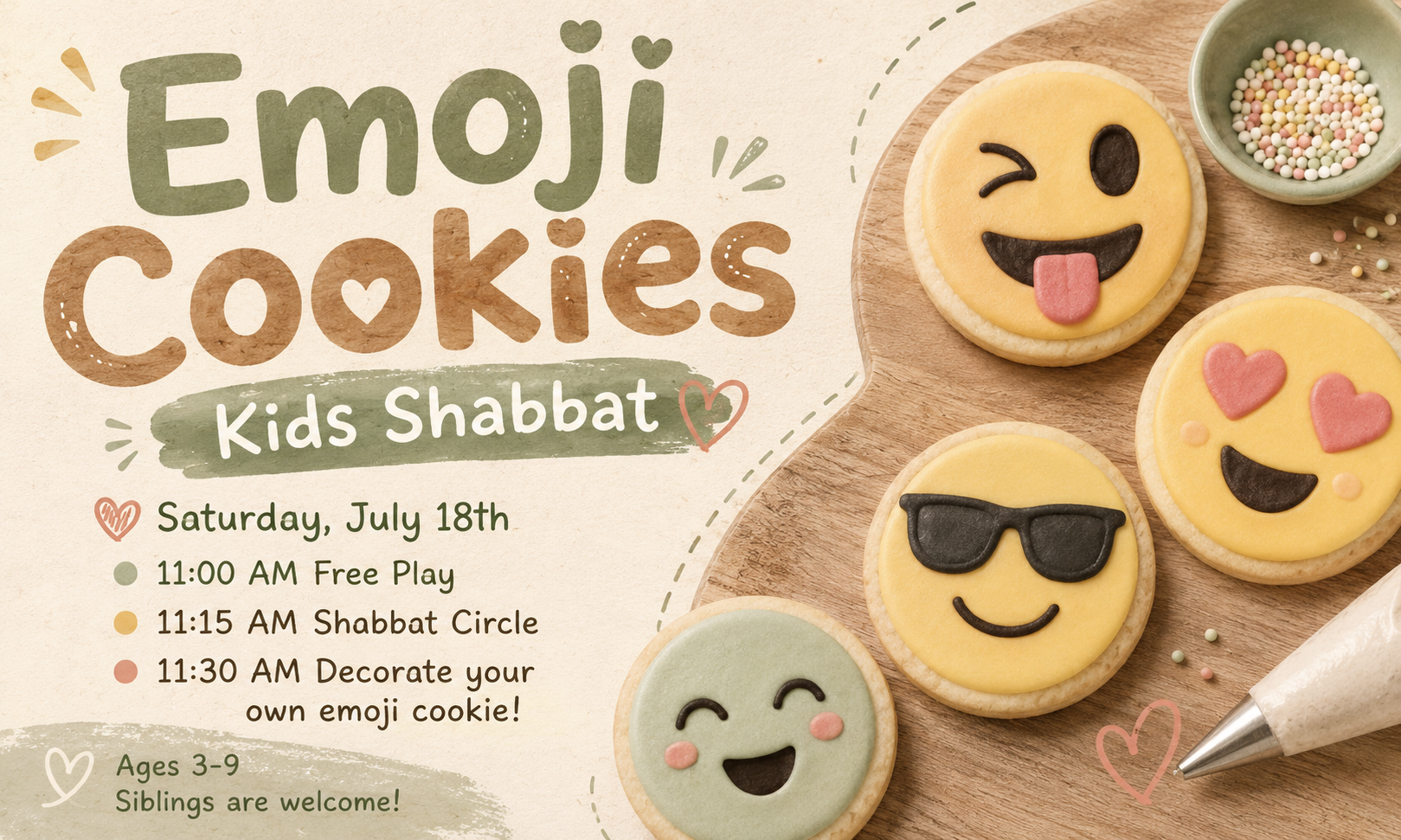 Emoji Cookies Kids Shabbat