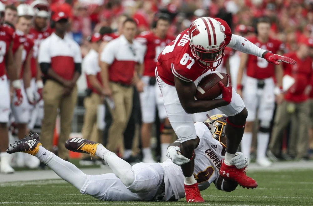 Cephus rejoices after scoring twice in No. 17 Wisconsin rout