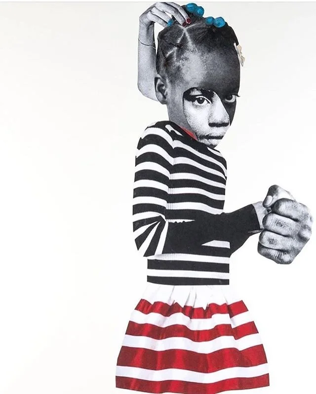 Art by @rdeborah191 Deborah Roberts. #supportblackartists Her work was selected by Bazaar UK for their July cover.
