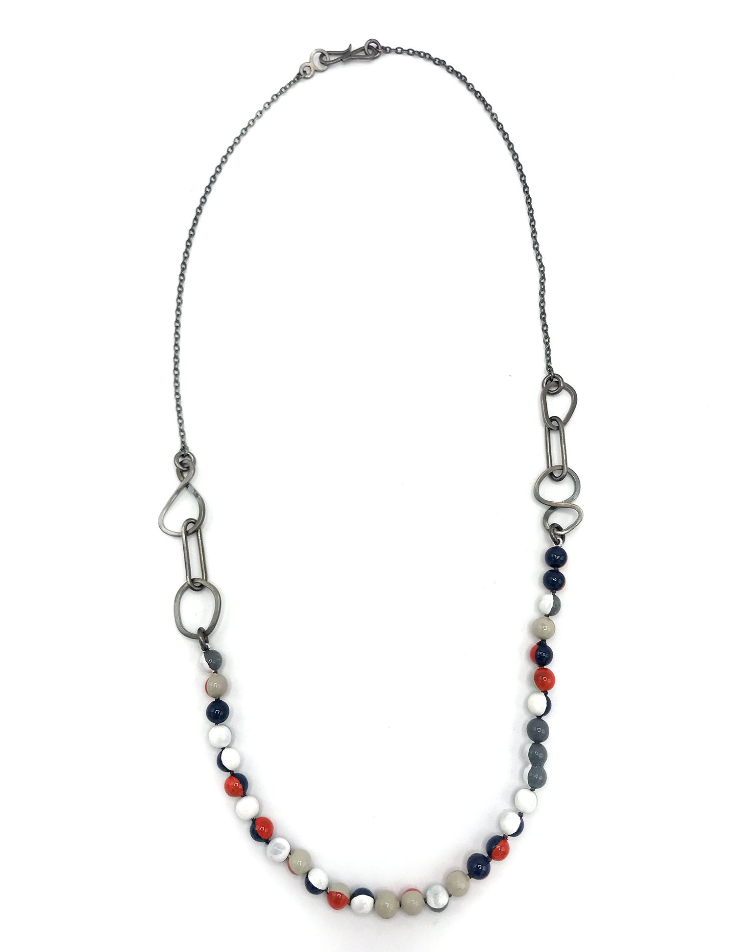 Lowrie Necklace_ Sterling Silver, Mardi Gras Beads.jpg