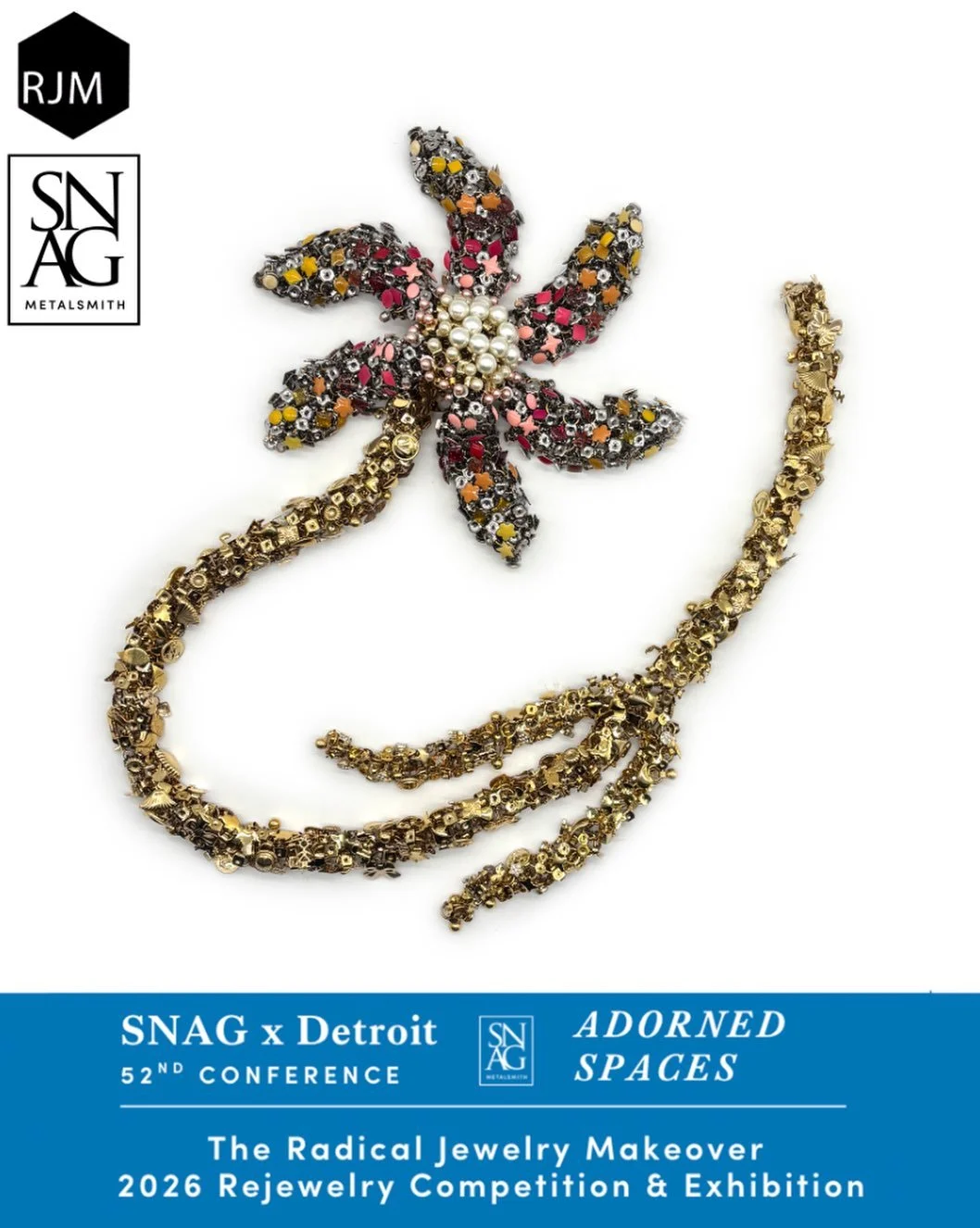 Join RJM at Adorned Spaces during the SNAG x Detroit Conference this June where we will be exhibiting the 2026 Rejewelry Competition collection! 💫

Adorned Spaces highlights contemporary jewelry + metalsmithing through this juried exhibition of mini