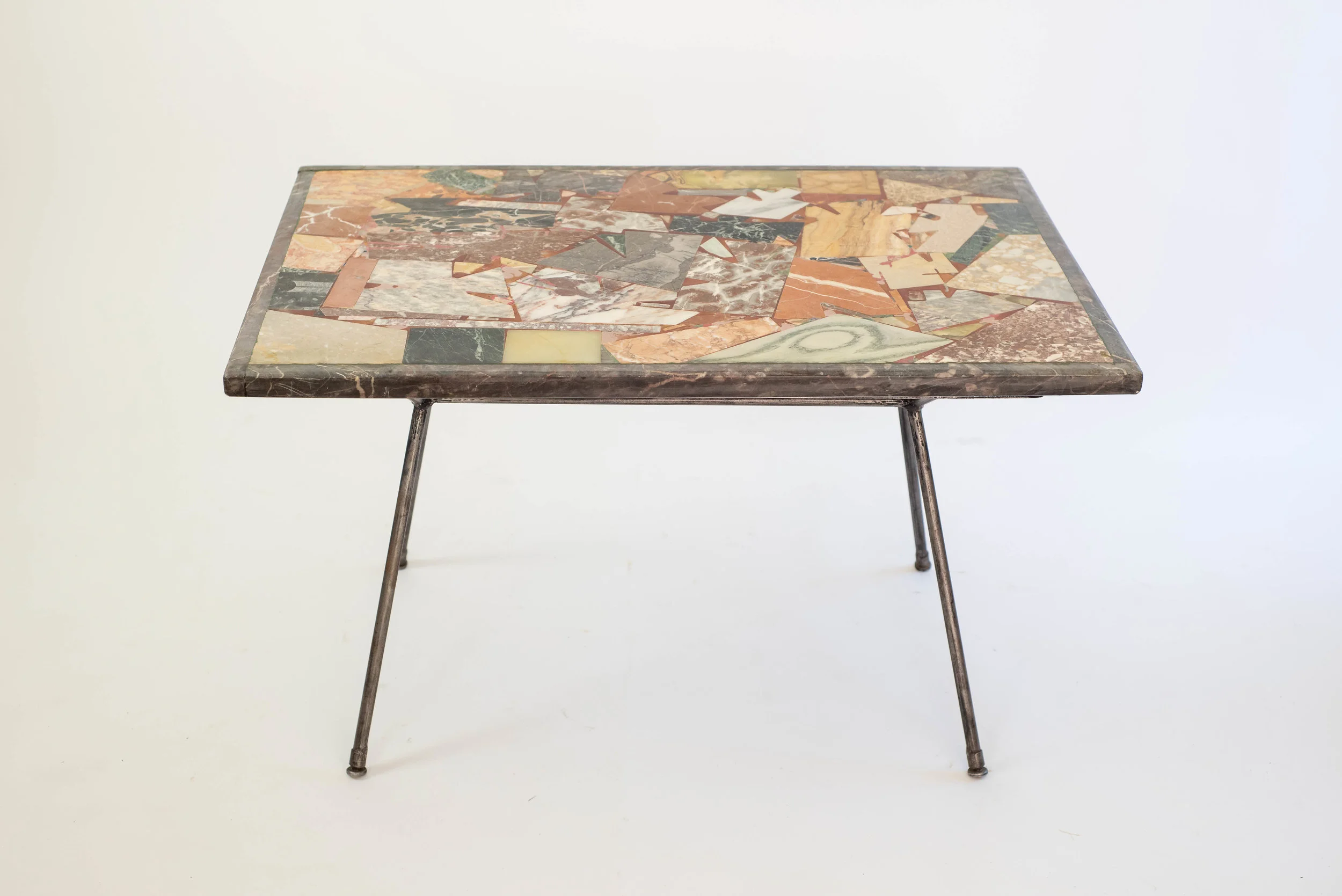 Marble Top Table on Black Iron Stand