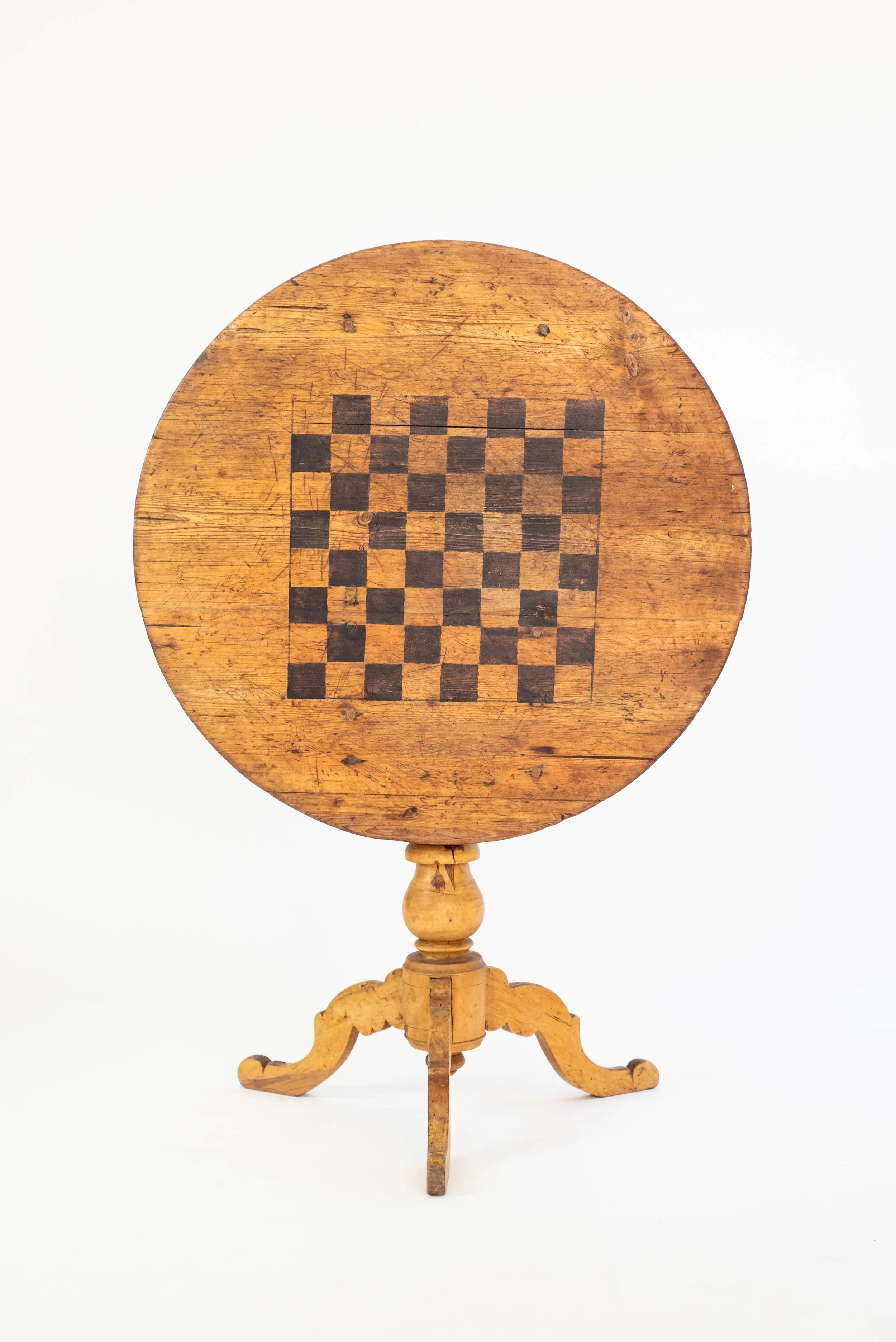 Tilt Top Game Table with Painted Checkerboard