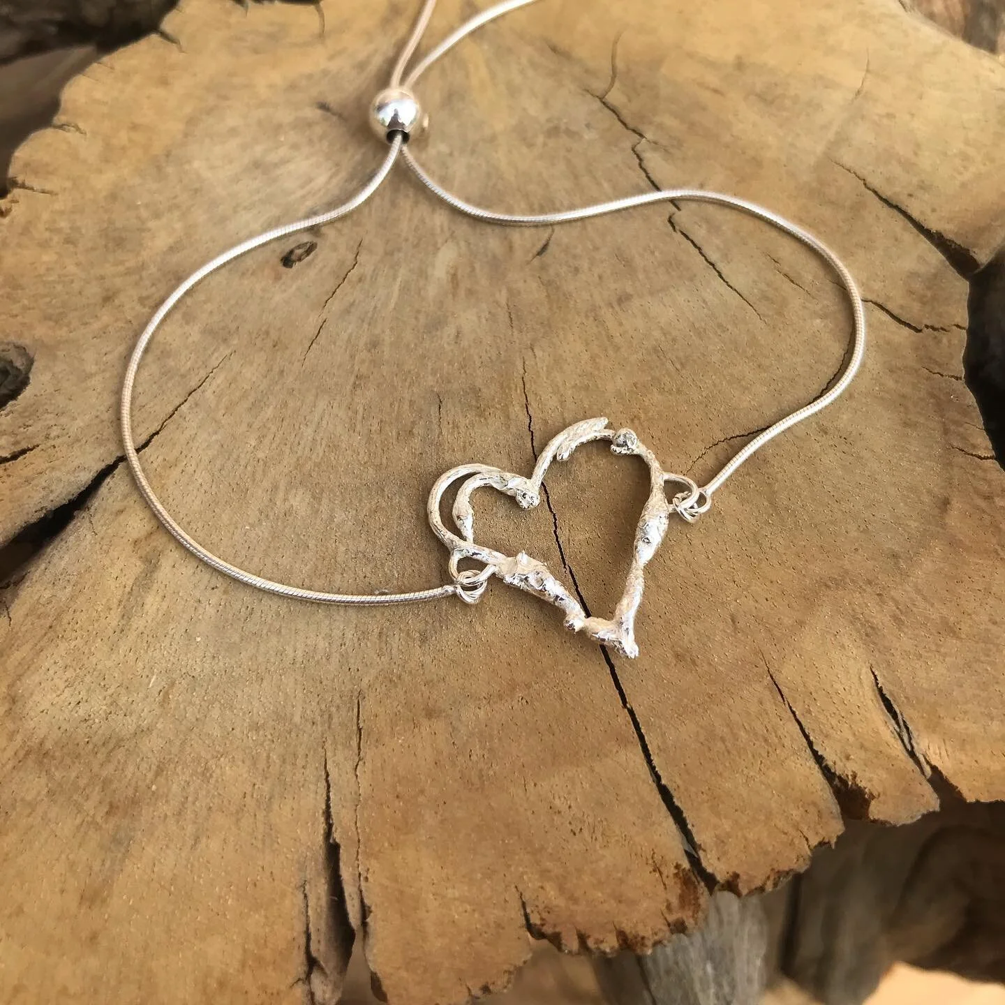 The flaws and intricacies in these recycled silver charms, create their own special beauty. #silver #silverjewellery #recycled #recycledsilver #handmade #gift #christmasgifts #heart #circleoflife #bracelet #charms