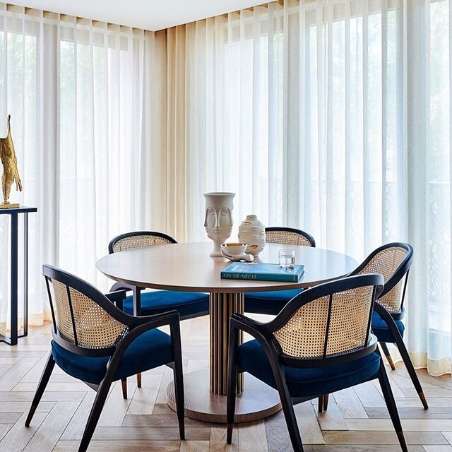 Cane has always been one of my favourite materials and I am so happy it is given the importance it deserves.  We used it on our dining chairs, and it just looks amazing with the dining table&rsquo;s brass base designed by our very own @trishawaltonde