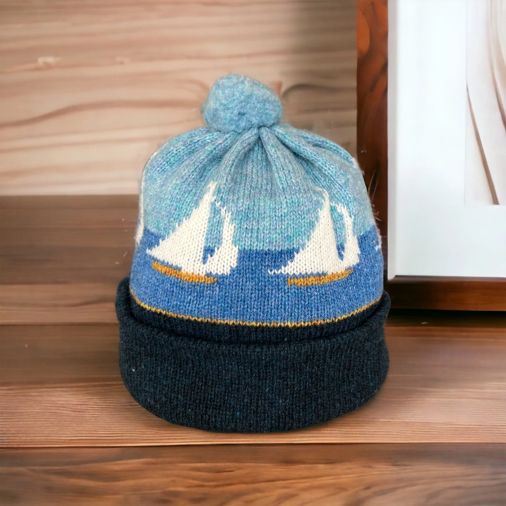 Woollyhatz Bobble Hat, Crinan Denim