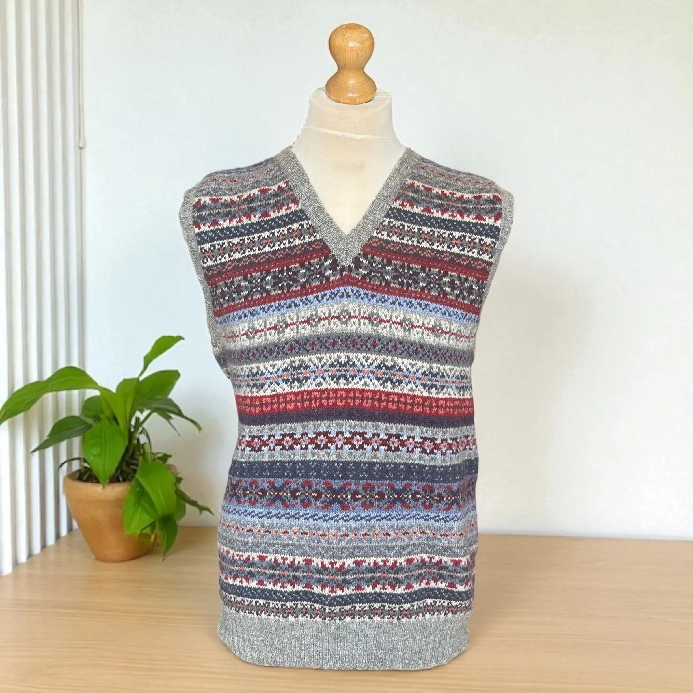 Jamiesons V-Neck Slipover, Grey Multi