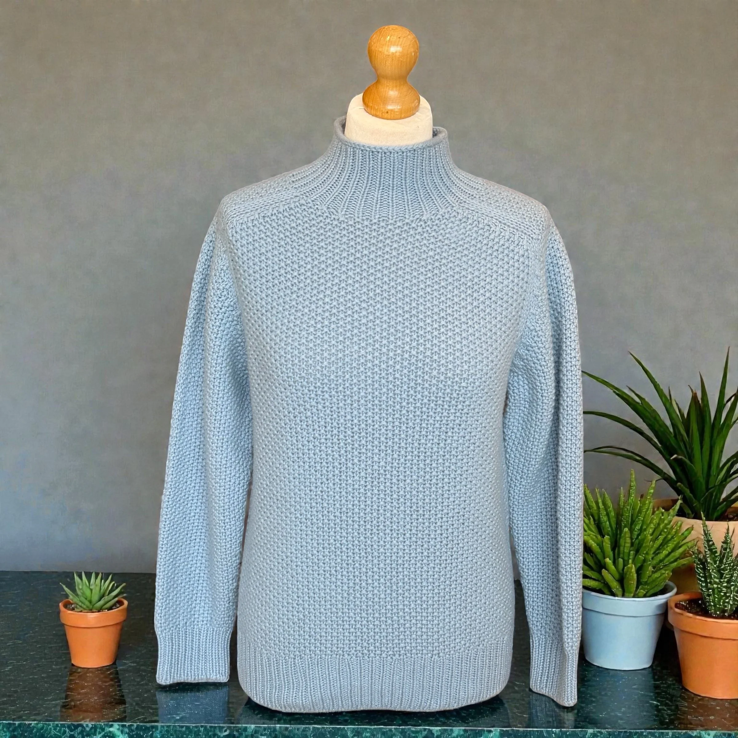 Harley Funnel Knit Jumper, Woad