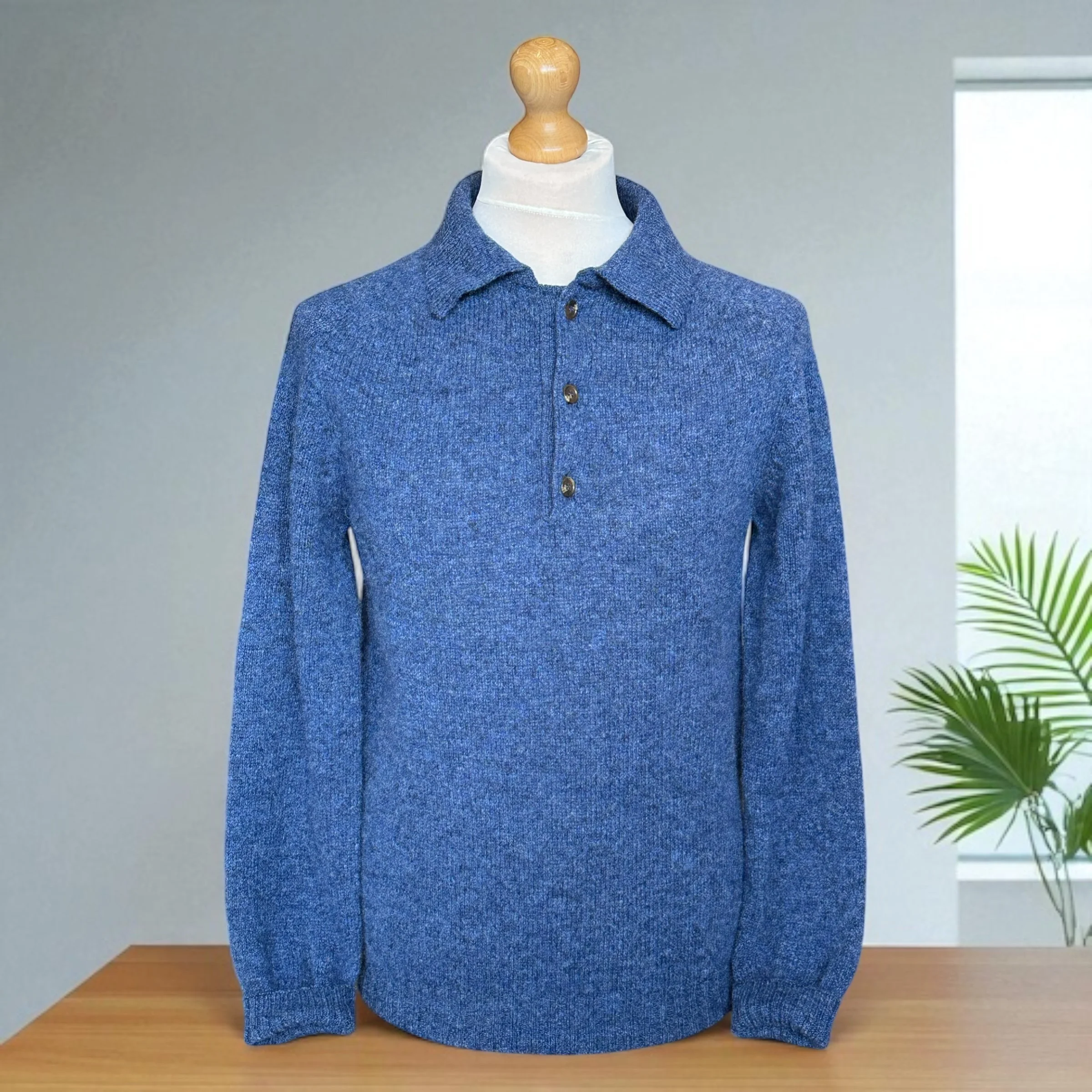 Harley Henley Neck Sweater, Denim