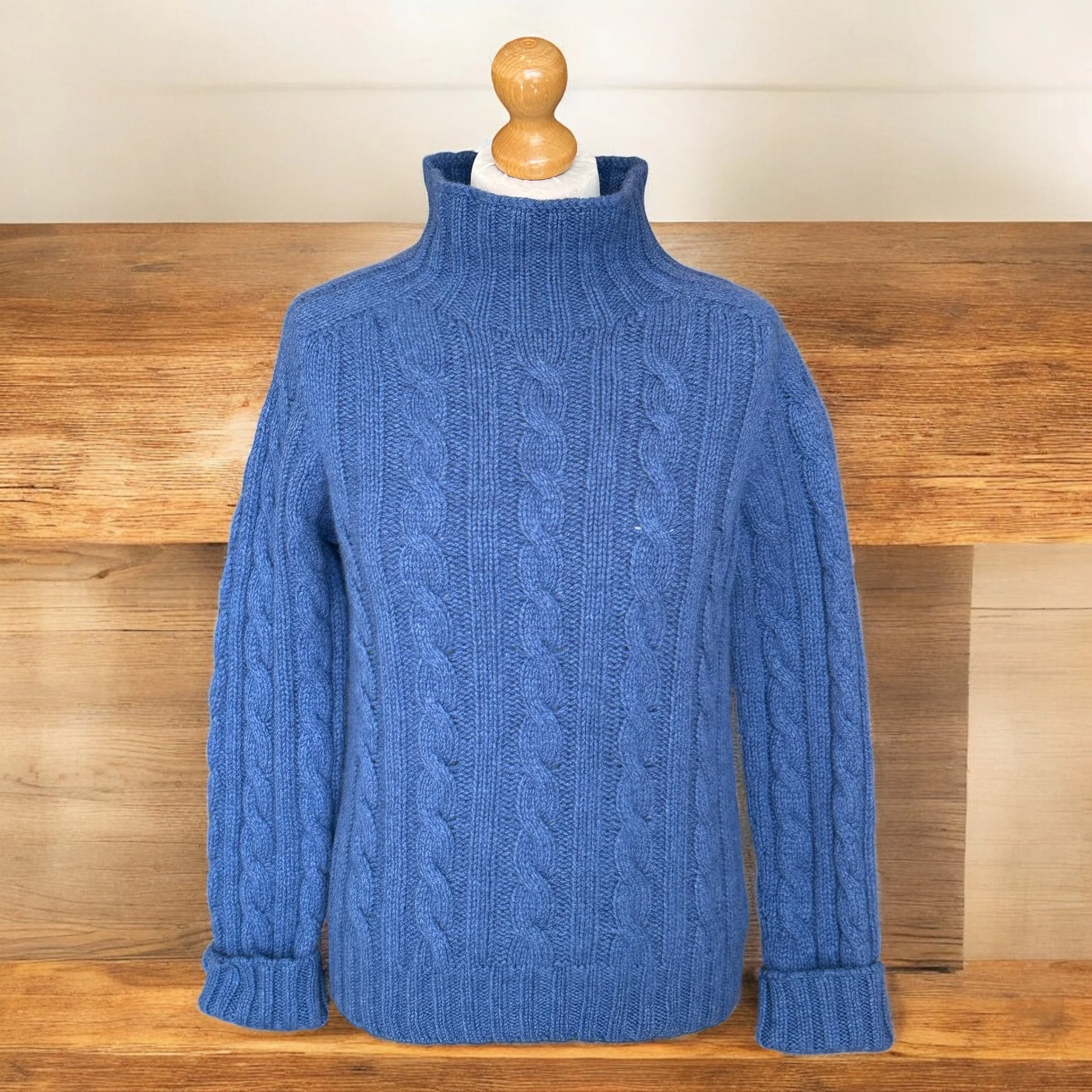 Harley Cable Turtle Neck, Soft Denim