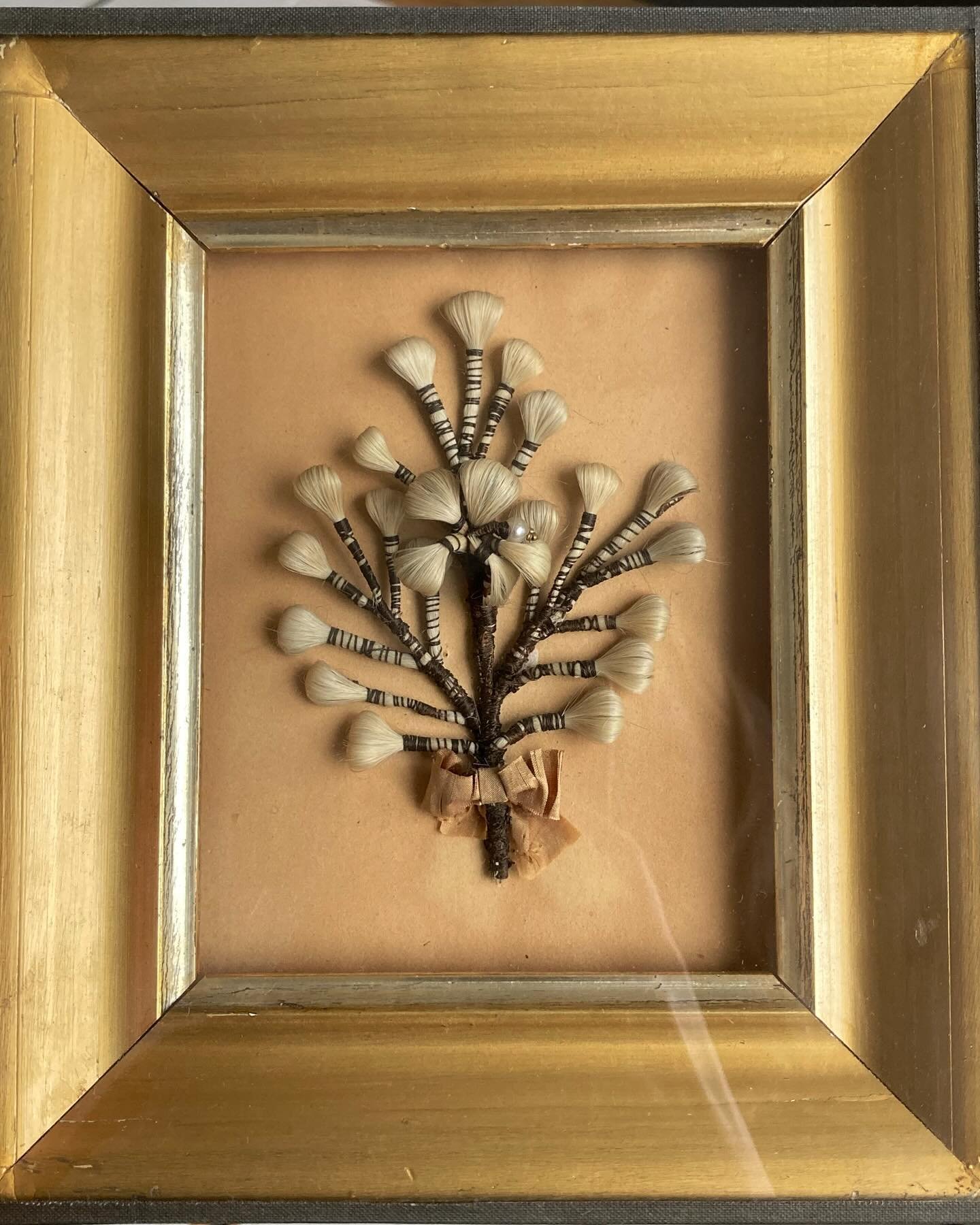 Today&rsquo;s crazy beautiful treasure find from my local antique shop. A (possibly more than) 100 year old Danish hair work piece - also known as &ldquo;h&aring;rarbejde&rdquo; in Danish or &ldquo;h&aring;rabete&rdquo; in Swedish) that used to belon