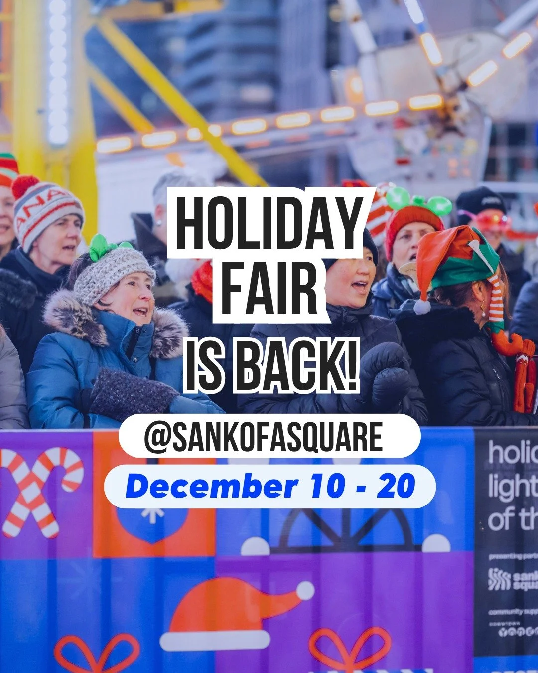 HOLIDAY FAIR IS BACK! ✨🎄
Toronto, get ready to celebrate the holiday season with us! ❤️

From December 10&ndash;20, Sankofa Square will come alive with festive fun, holiday shopping, delicious treats, special experiences and plenty of seasonal magic