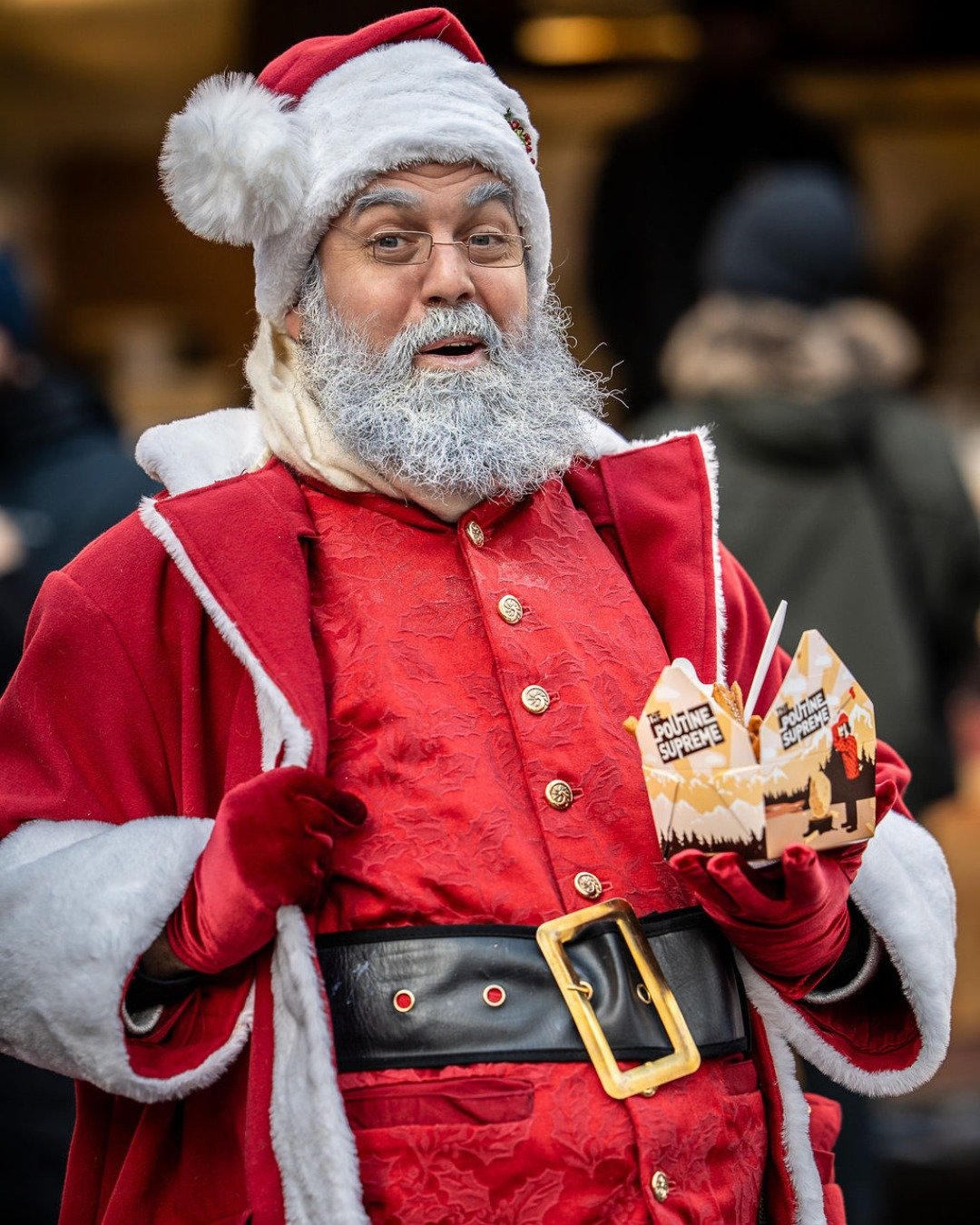 🎅✨ Here&rsquo;s Santa waiting for you at Winter Glow and yes, he&rsquo;s enjoying some poutine too! 🍟
Come visit Santa, snap a festive photo, and soak up the holiday fun at Sankofa Square. (1 Dundas St E, Toronto)

Hours: 4 pm to 10 pm on weekdays 