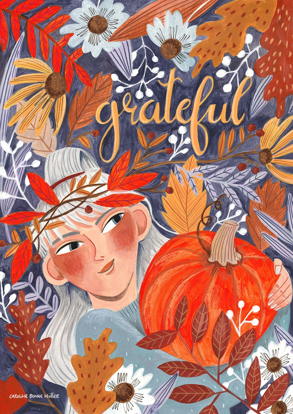 Grateful thanksgiving illustration