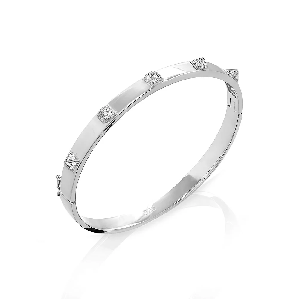 Silver Studded Pyramid Bangle