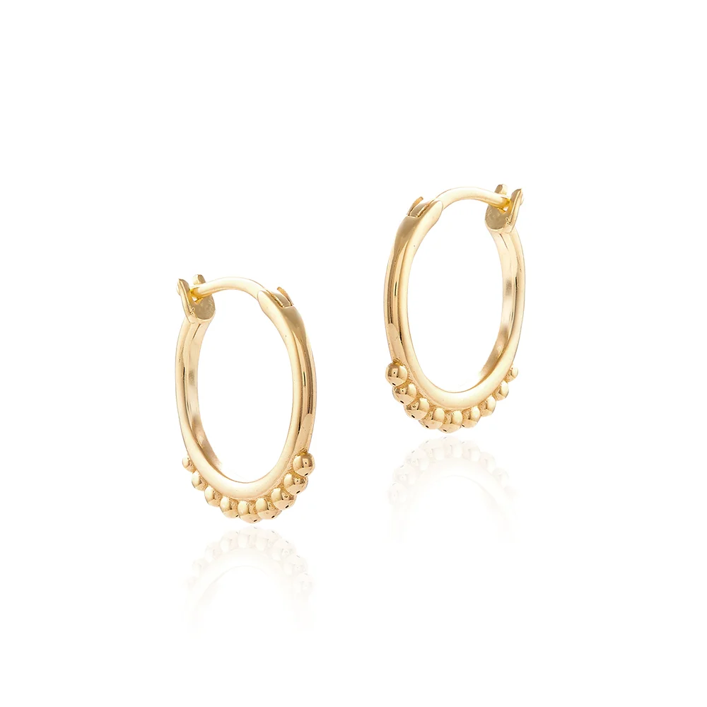 Gold Creole Beaded Hoop Earrings