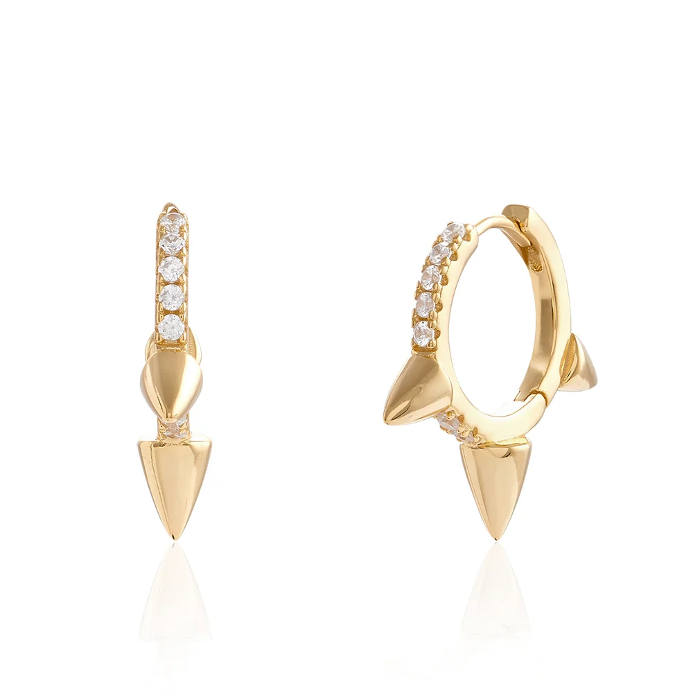 Gold Pavé Tre Lancia Hoop Earrings
