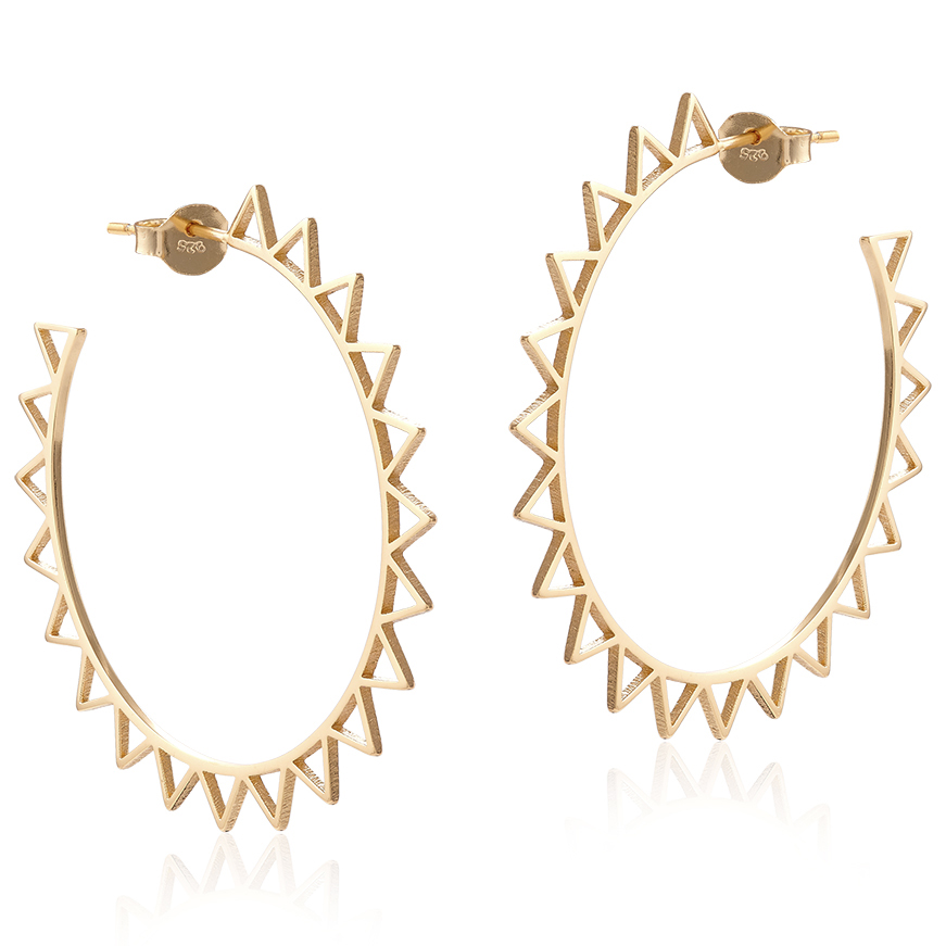 Gold Angolo Sun Oversized Hoop Earrings