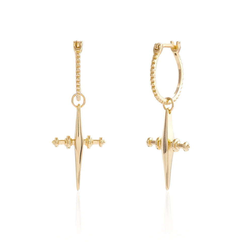 Gold Dagger Hoop Earrings