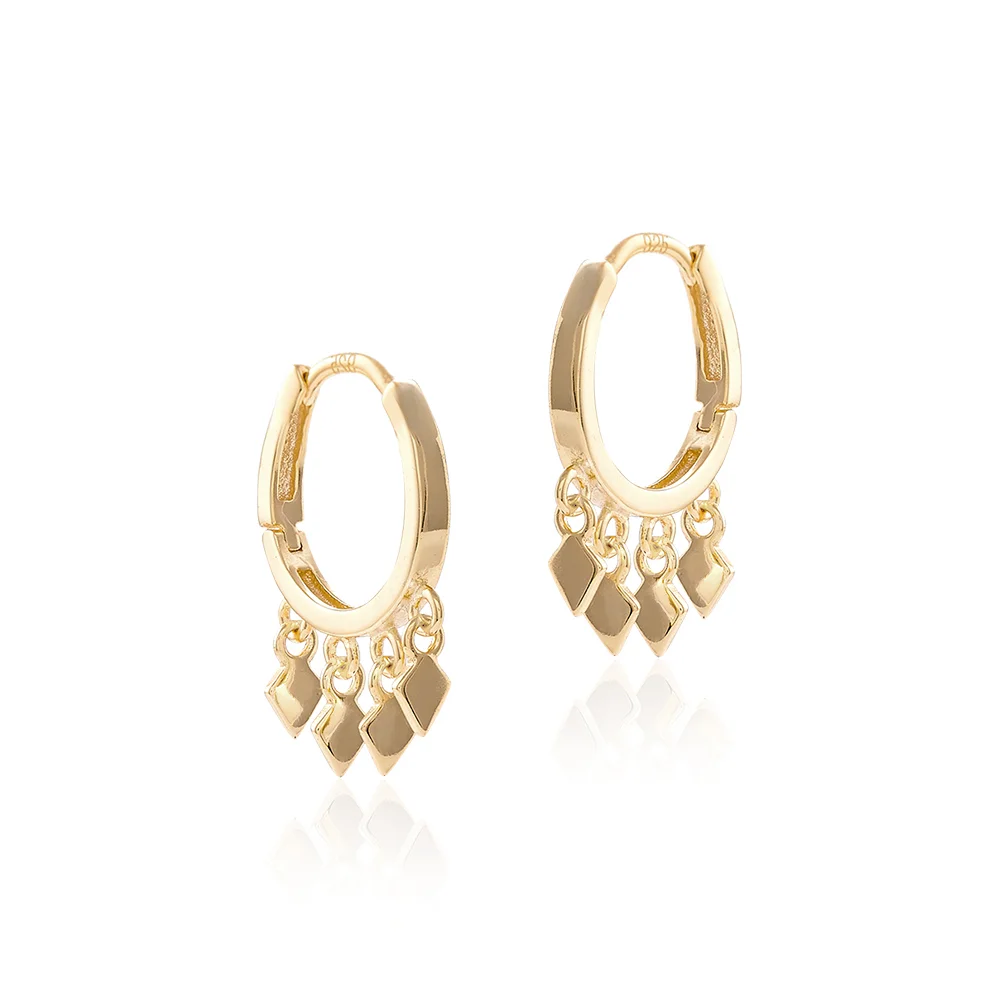 Gold Diamond Chandelier Mini Hoop Earrings