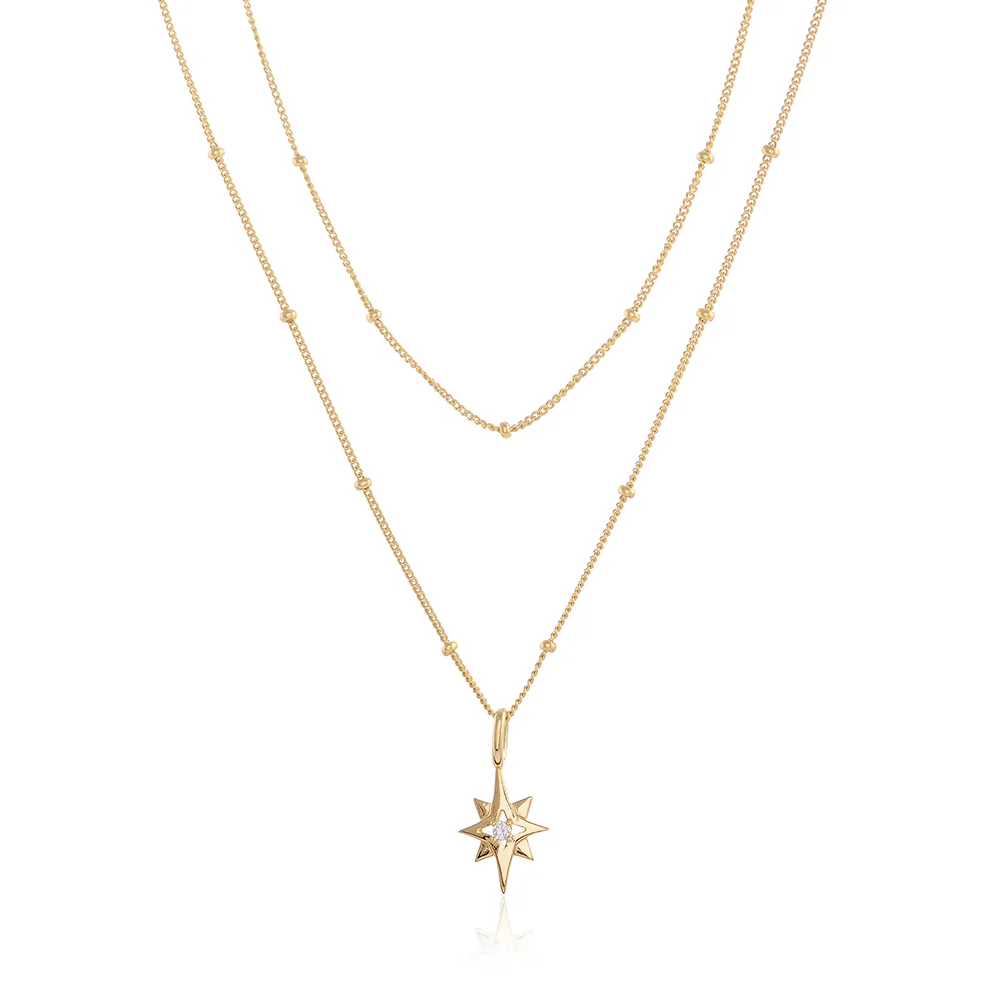 Gold Stella Del Nord Double Chain Necklace