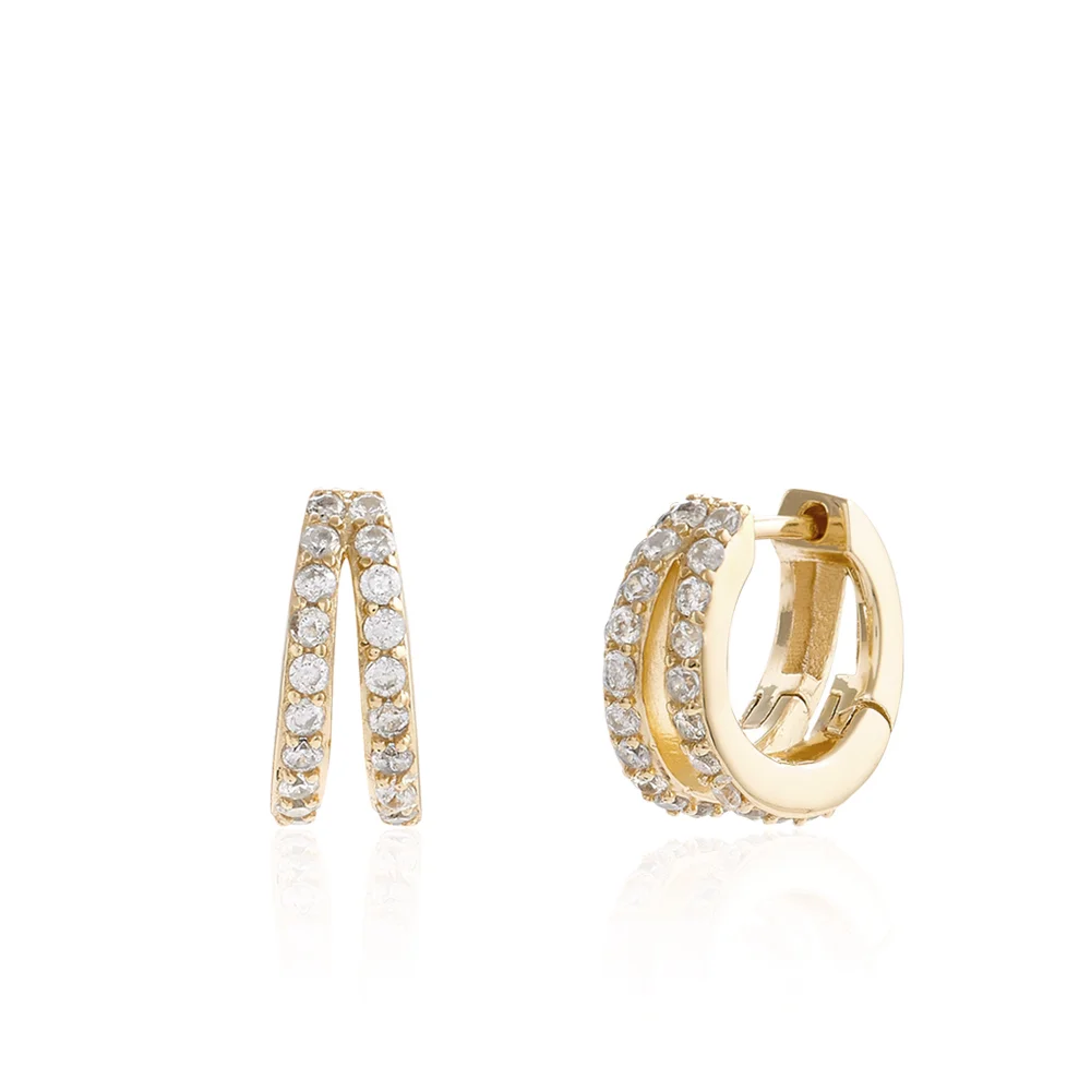 Gold Pavé Double Hoop Earrings