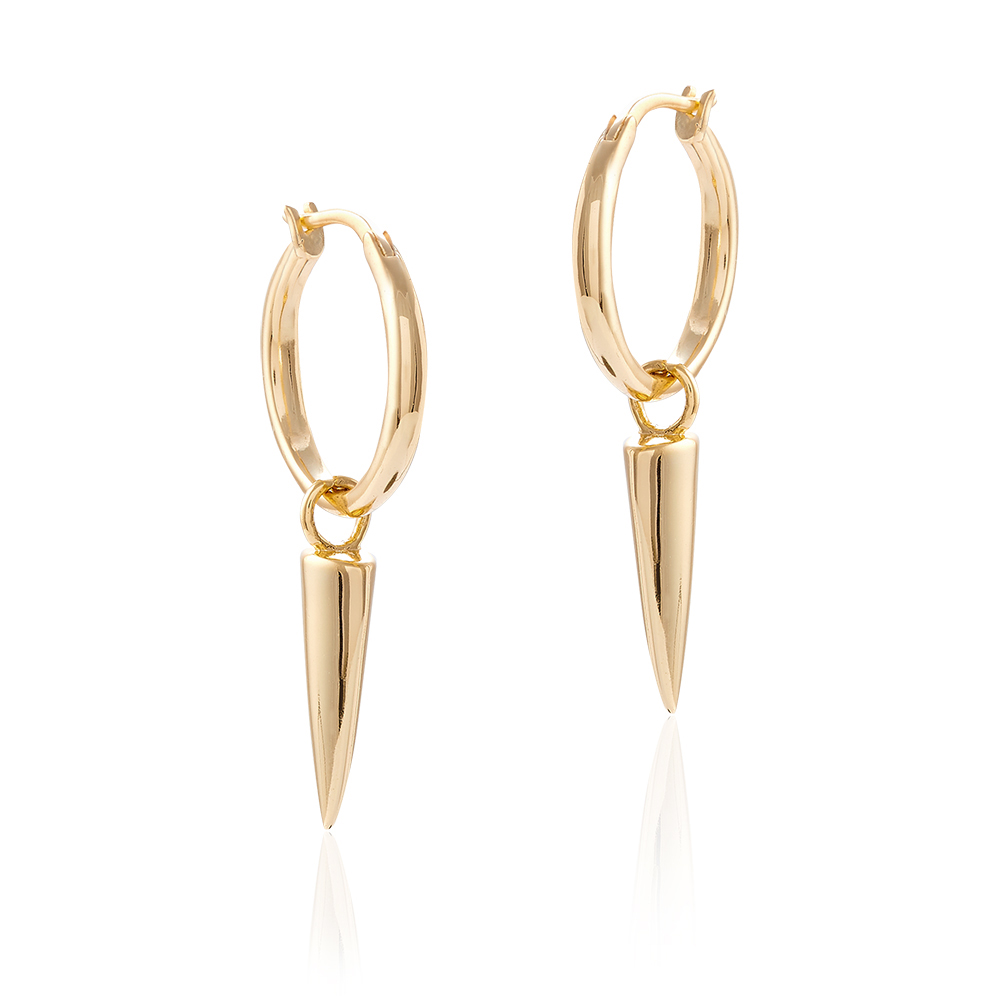 Gold Lancia Drop Hoop Earrings