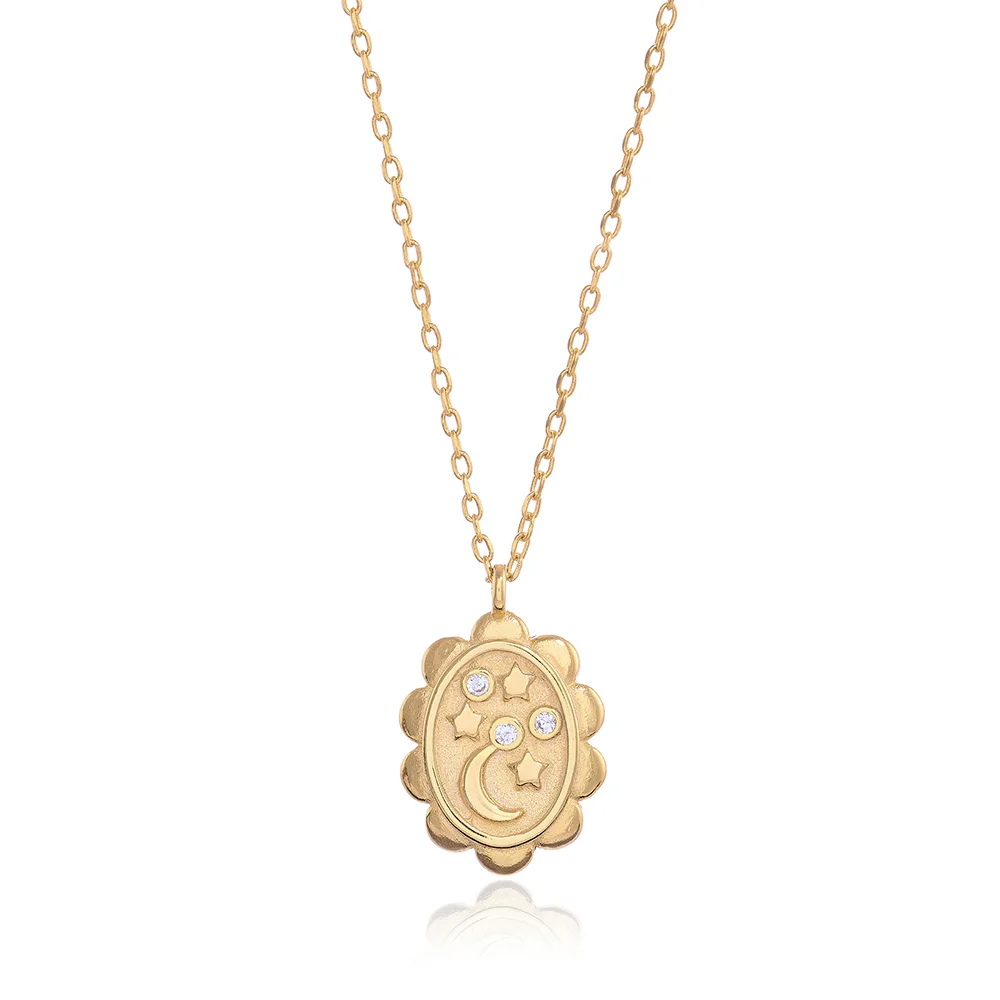 Gold Moon and Stars Necklace
