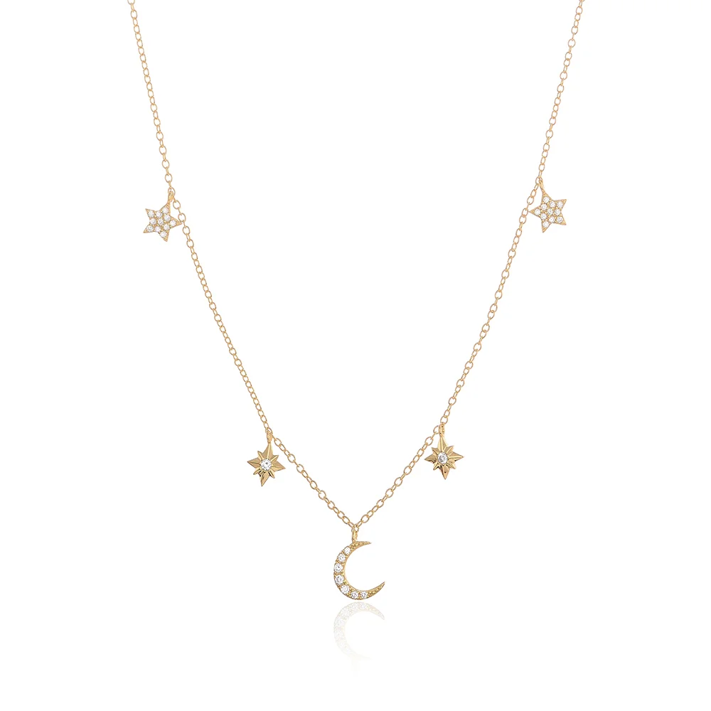 Gold Sky Pavé Charm Necklace