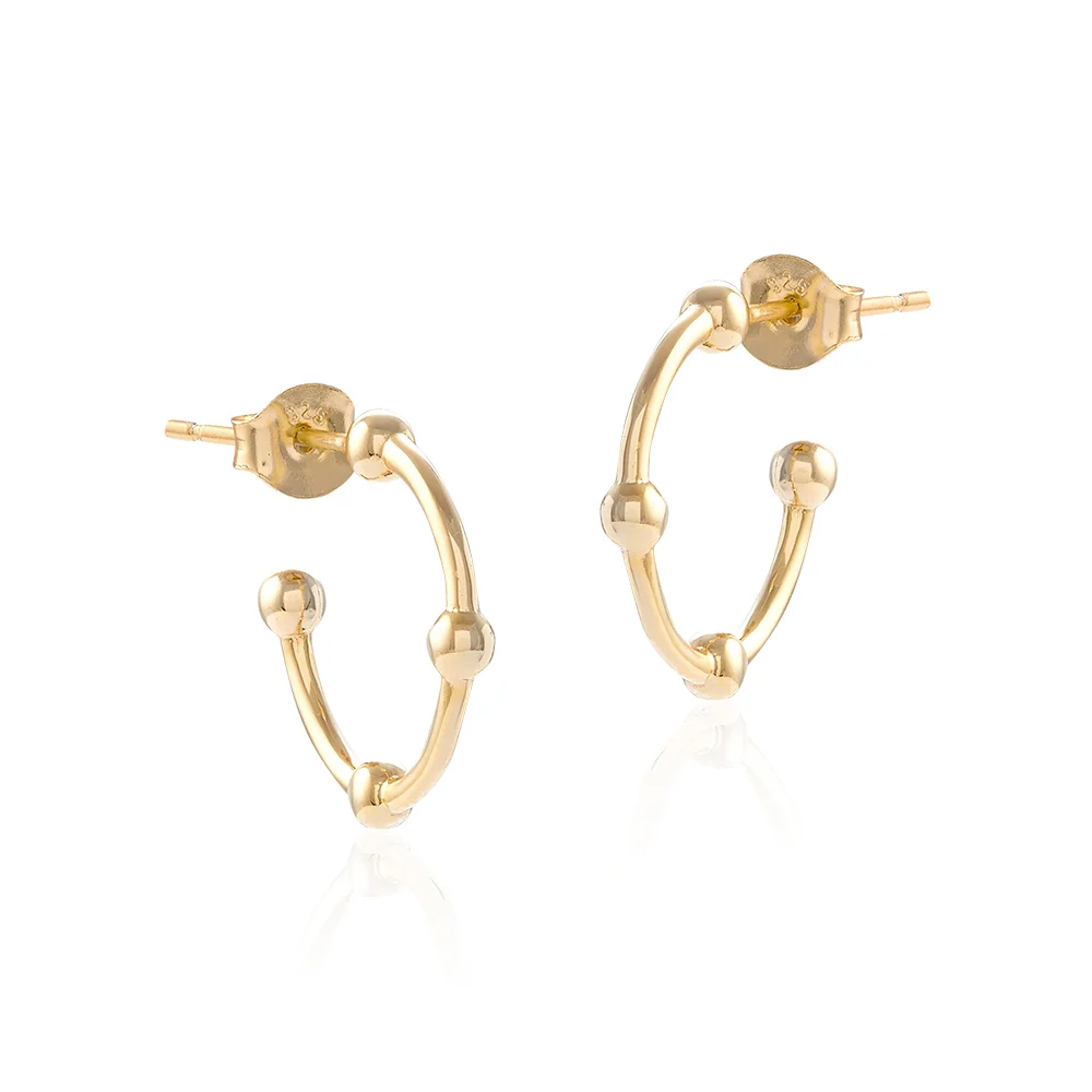 Gold Quattro Palla Hoop Earrings