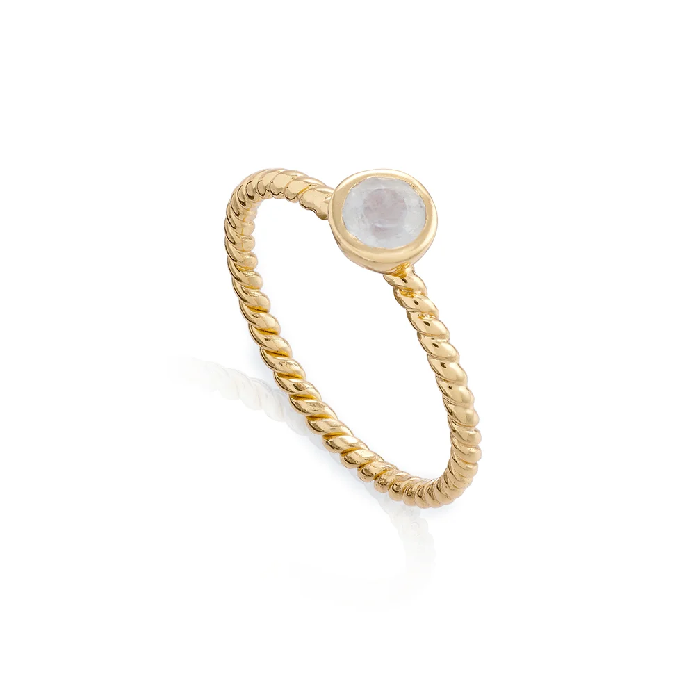 Gold Culaccino Moonstone Rope Ring